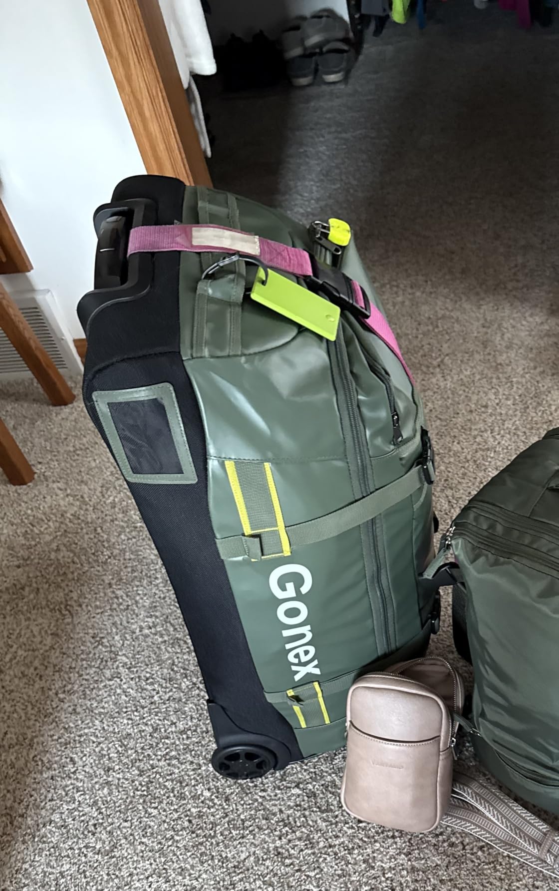 Gonex Rolling Duffle Bag with Wheels, Waterproof PVC Luggage, 33 in, Olive customer photo 1