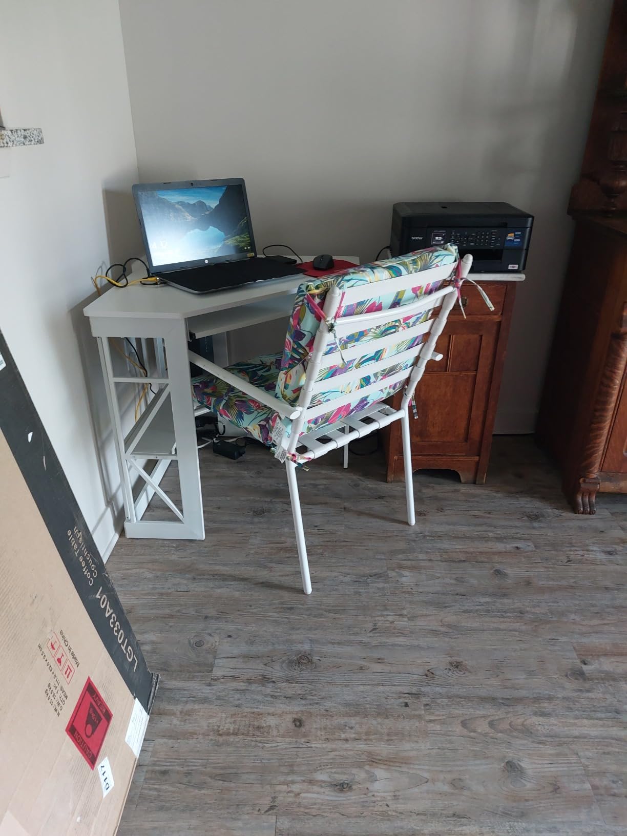 VECELO Corner Computer Desk 41 x 30 inches with Smooth Keyboard & Storage Shelves for Home Office Workstation, White customer photo 1