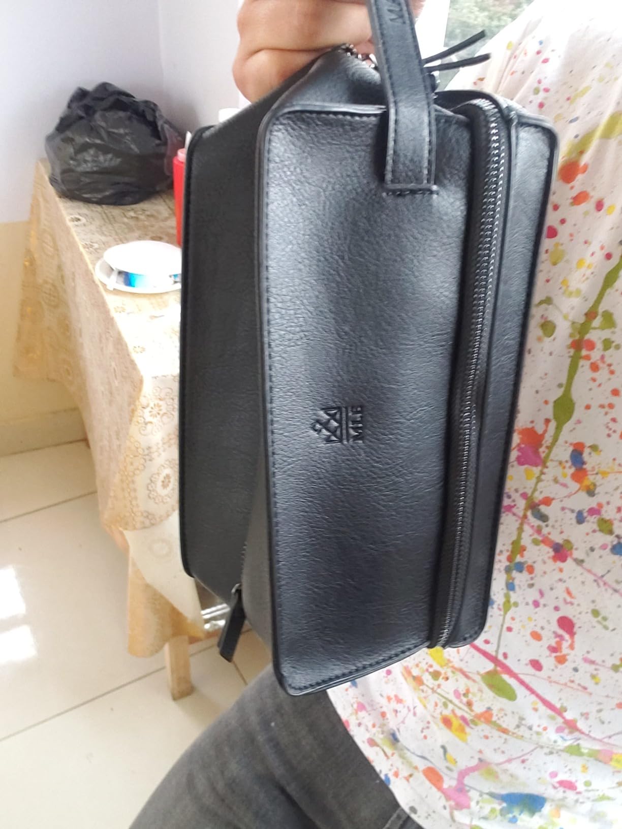 MAKE LIFE EXCLUSIVE Men's Leather Toiletry Bag, Travel Dopp Kit, Shave Kit customer photo 1