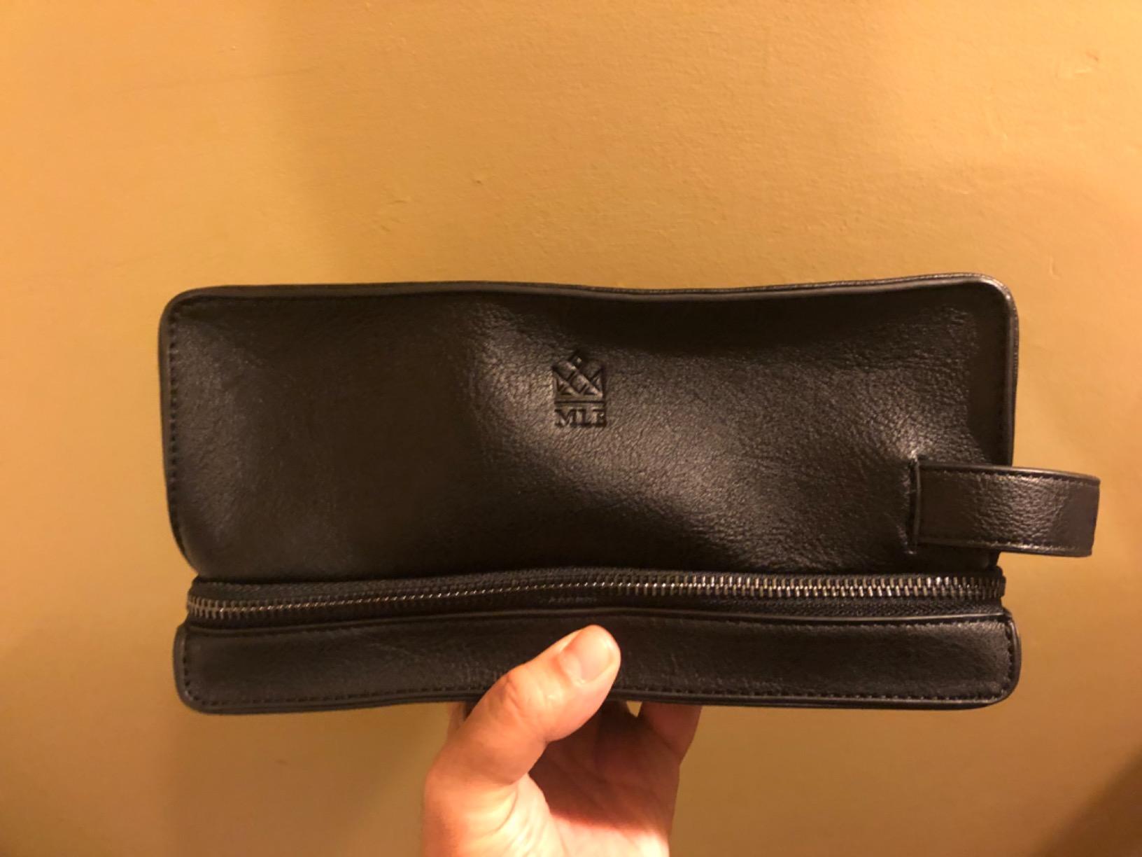 MAKE LIFE EXCLUSIVE Men's Leather Toiletry Bag, Travel Dopp Kit, Shave Kit customer photo 2