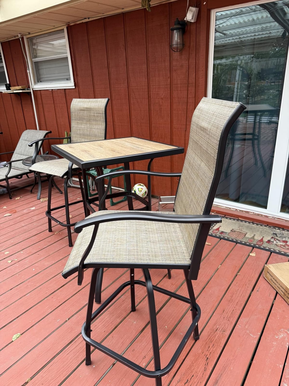 PHI VILLA Outdoor Swivel Bar Stools Set of 2, High Top Patio Chairs customer photo 1