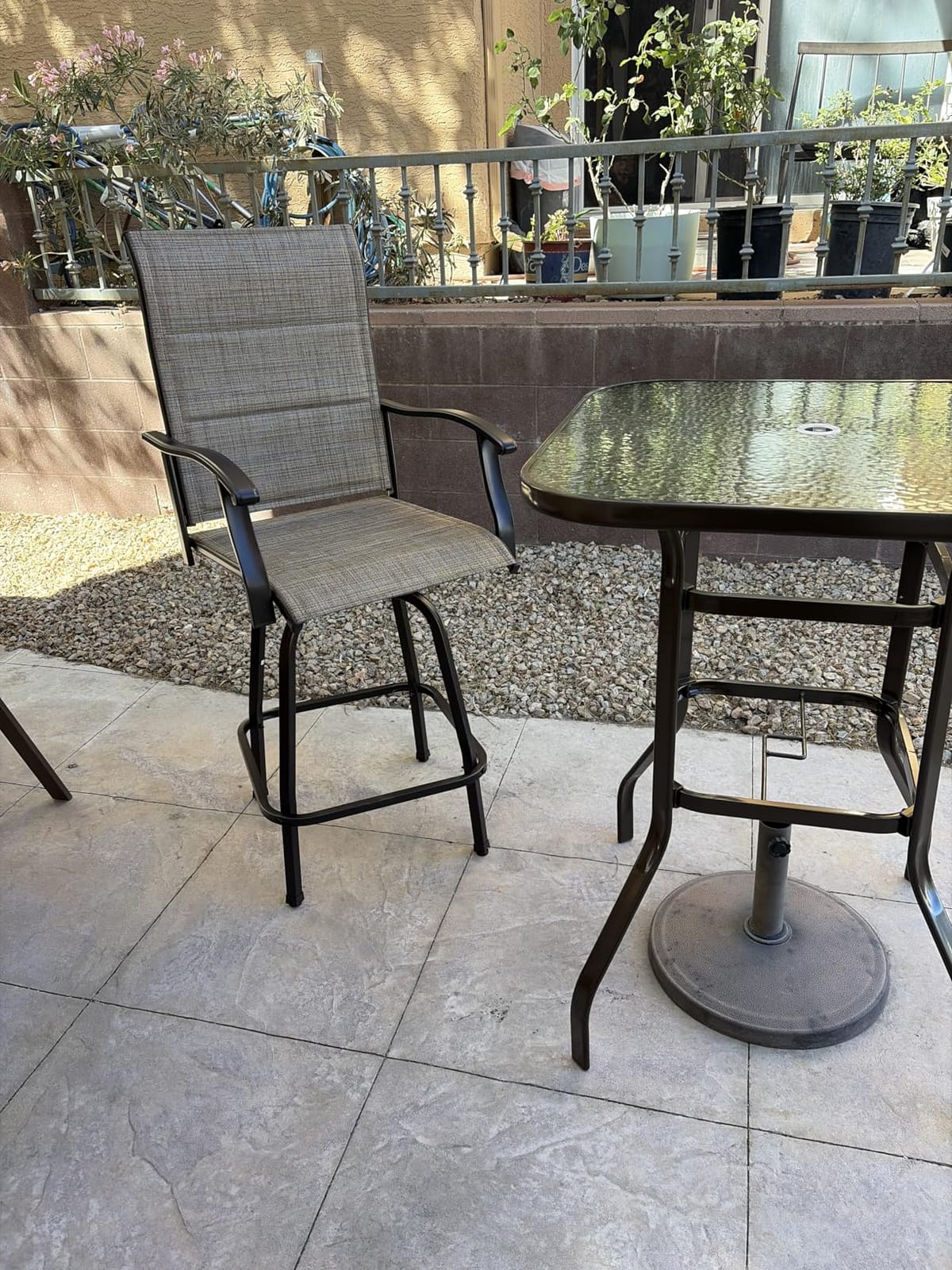 PHI VILLA Outdoor Swivel Bar Stools Set of 2, High Top Patio Chairs customer photo 2