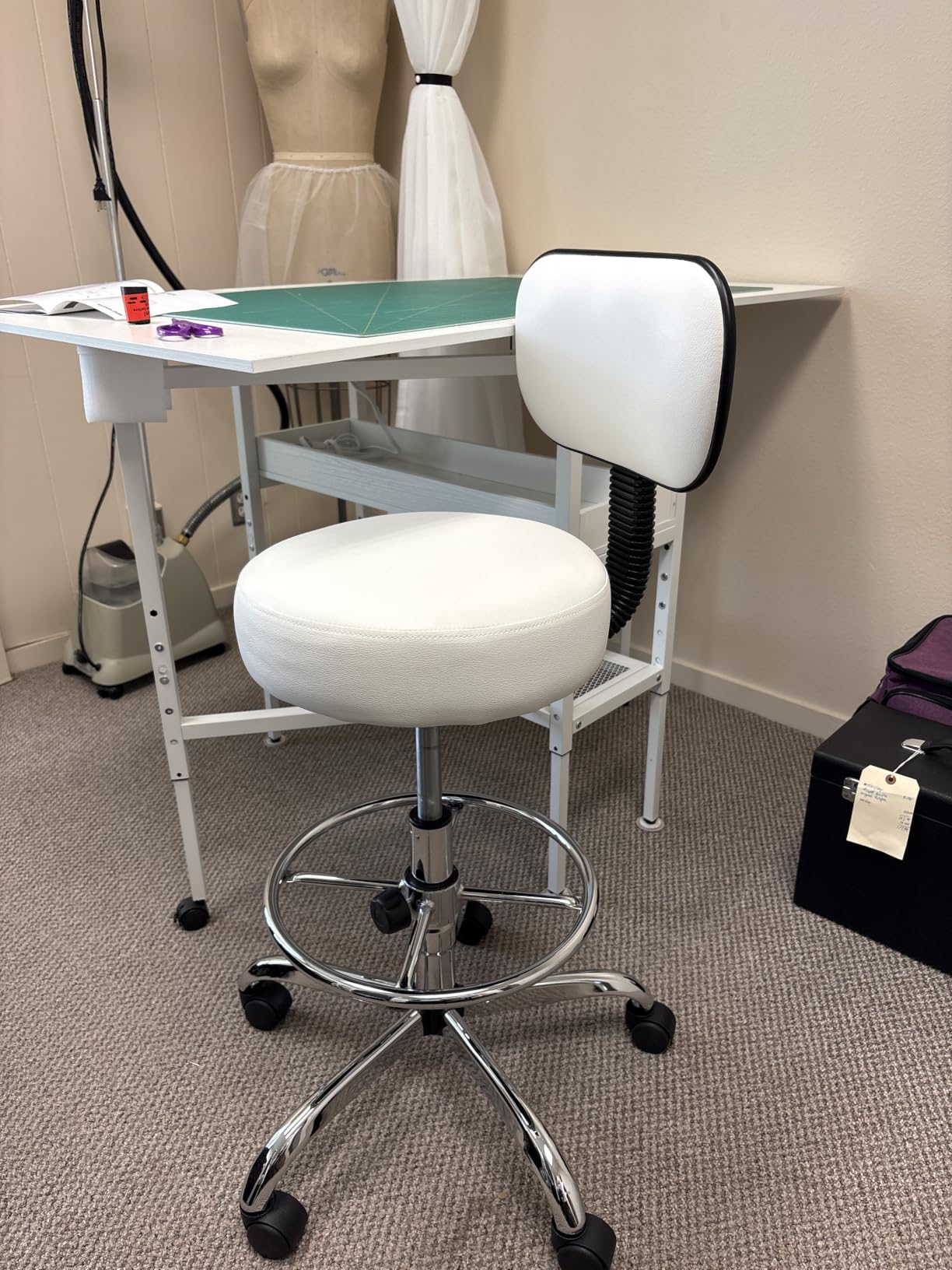 SUPERJARE Drafting Chair with Backrest, Adjustable Foot Rest Rolling Stool, Multi-Purpose Office Desk Chair, Thick Seat Cushion for Home Bar Kitchen Shop - Black customer photo 1
