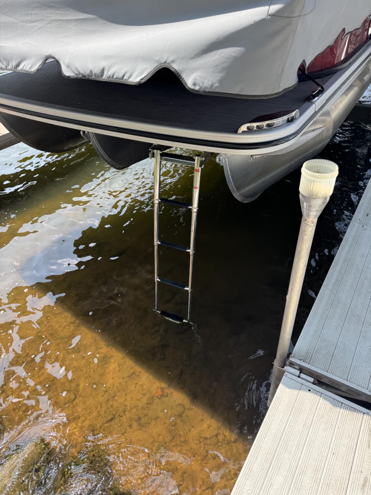 3-4 Step Ladder Under Platform Slide Mount Boat Boarding Ladder, Telescoping Ladder with a Carry Handle and Mounting Screws, Press-Type Spring Latch (3 Steps) customer photo 2