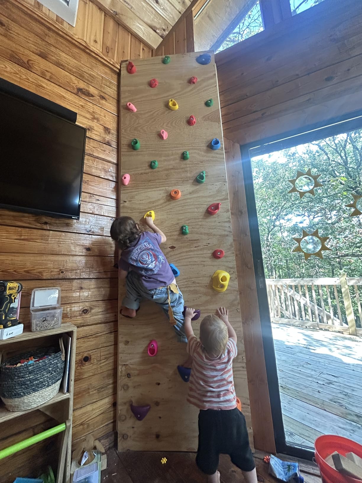 TOPNEW 32 Rock Climbing Holds Multi Size for Kids, Adult Rock Wall Holds Climbing Rock Wall Grips for Indoor and Outdoor Playground Play Set - Includes 2 Inch Mounting Hardware customer photo 1