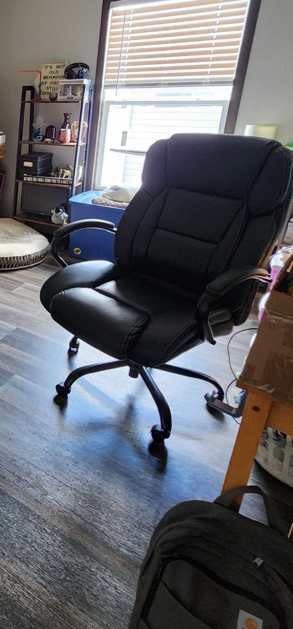 Big and Tall Office Chair 500lbs Wide Seat Ergonomic Desk Chair Task High Back Executive Chair Rolling Swivel PU Computer Chair with Lumbar Support Armrest Adjustable Chair for Heavy People, Brown customer photo 1