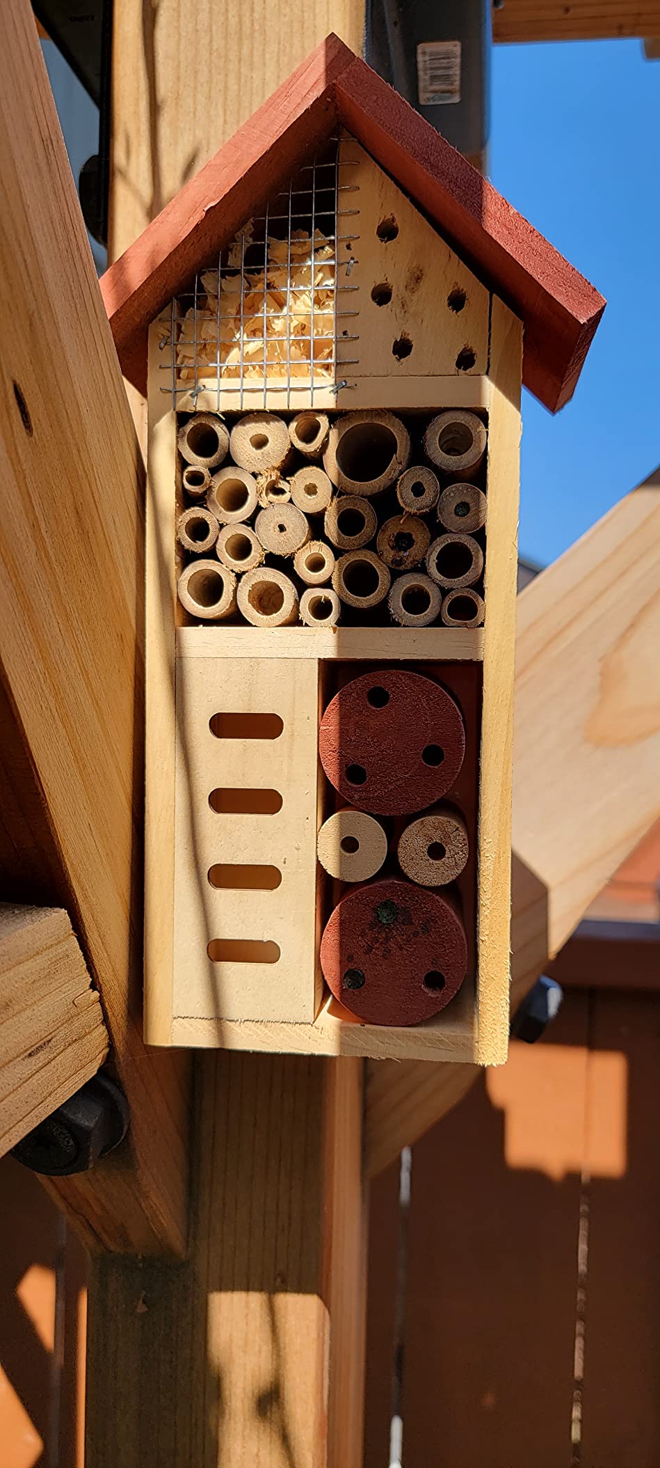 Lulu Home Wooden Insect House, Hanging Insect Hotel for Bee, Butterfly, Ladybirds, Beneficial Insect Habitat, Bug Hotel Garden, 10.4 X 3.4 X 5.4 Inch customer photo 2
