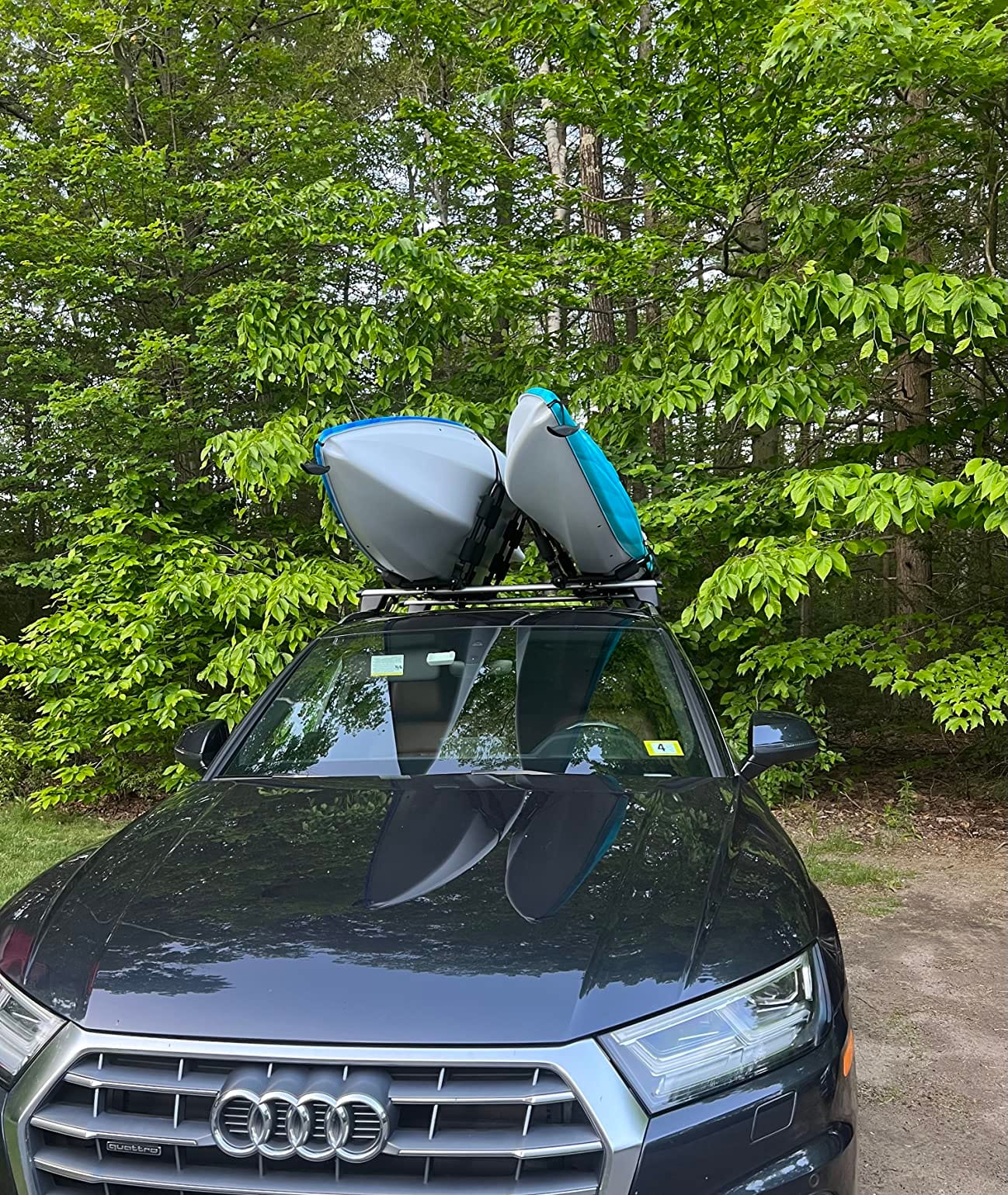 Leader Accessories Folding Kayak Roof Rack 4 PCS/Set, J Bar for 2 Kayaks | 150 lbs Capacity, Rust-Resistant, Car Roof Rack for Canoe, SUP, Surfboard, Fits SUV Car Truck Crossbar with 4 Tie Down Straps customer photo 1