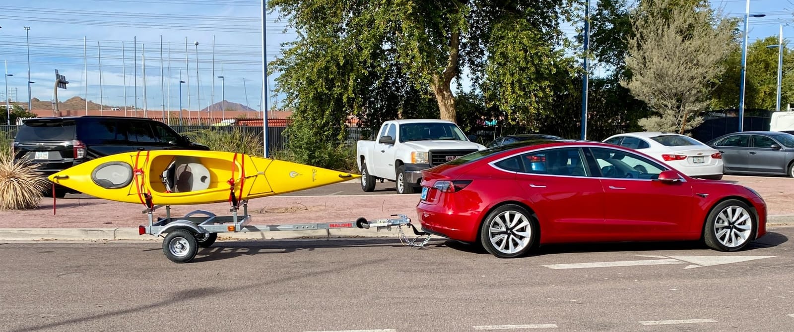 Malone MPG586XJ EcoLight 2 Kayak Trailer with 2 J-Rack Kayak Carriers | 14' / 400 lbs Capacity | Fully Submersible | Marine Grade Galvanized Steel Construction customer photo 1