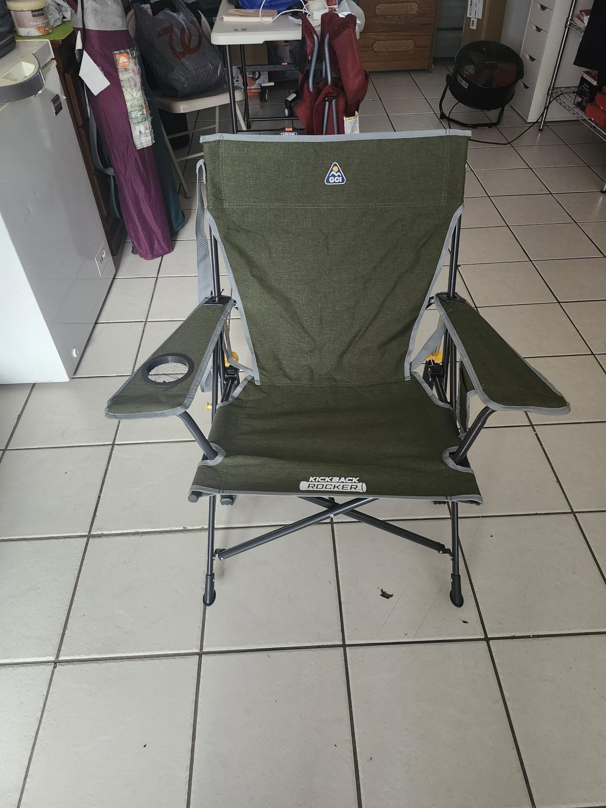 GCI Outdoor Kickback Rocker Camping Chair | Portable Folding Rocking Chair with Durable Armrests, Drink Holder & Relaxed Lowered Seat for Comfort - Grey customer photo 1