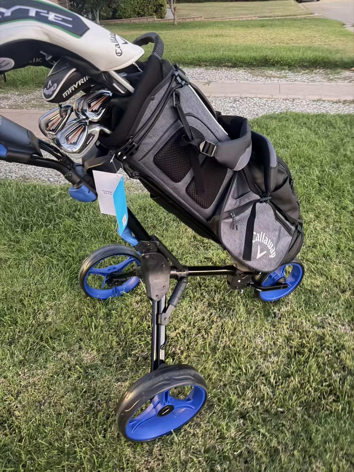 SereneLife 3-Wheel Golf Push Cart - Foldable, Adjustable Handle, Brake | Deluxe Golf Cart With Scorecard, Cup, Cooler & Umbrella Holders, Aluminum Frame And EZ-Fold Design customer photo 2