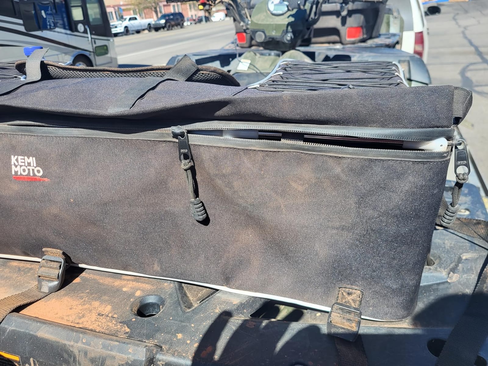 KEMIMOTO Upgraded ATV Storage Bags, 55L ATV Rear Seat Storage Bag | Water-Resistant Four Wheeler Gear Bag Back Seat with Built-In Frame, Removable Cushion for Passenger customer photo 1