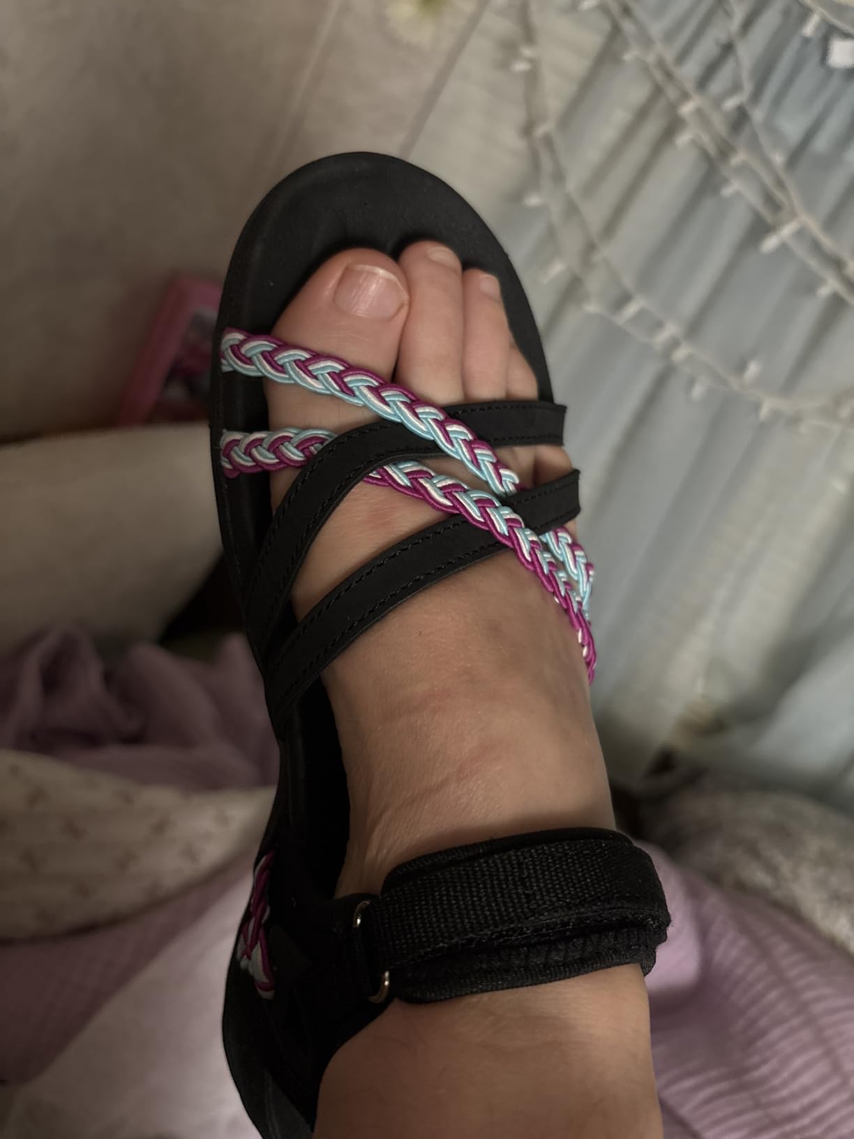 MEGNYA Hiking Sandals for Women, Arch Support Comfortable Walking Sandals Hook Loop Strap, Sports Lightweight Slides customer photo 2