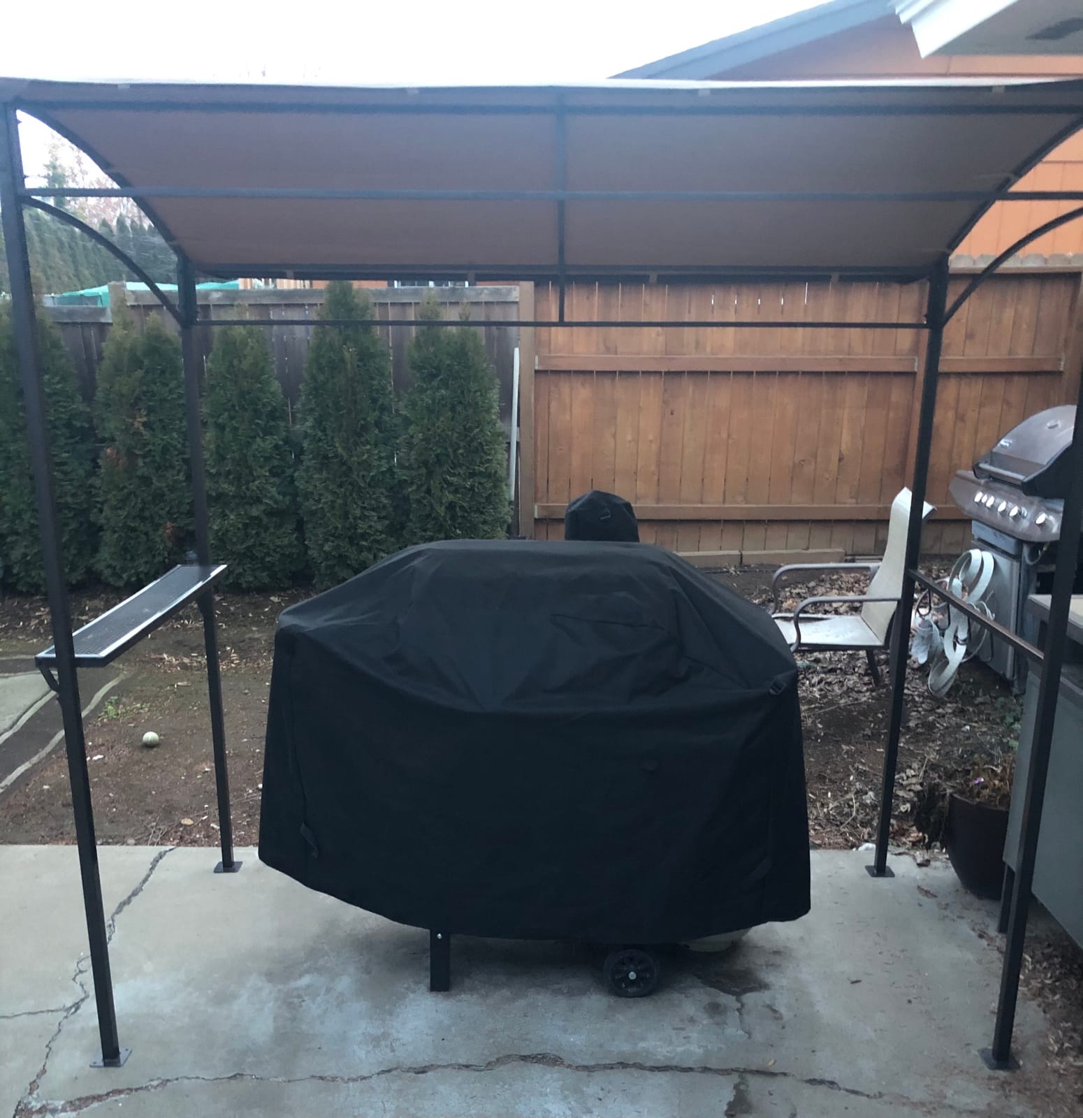 Tangkula 7ft Grill Gazebo, Patio Barbecue Canopy with Serving Shelf and Storage Hooks, Curved Grill Shelter w/Heavy-Duty Steel Frame Sunshade Gazebo for Outdoor Garden (Coffee) customer photo 1