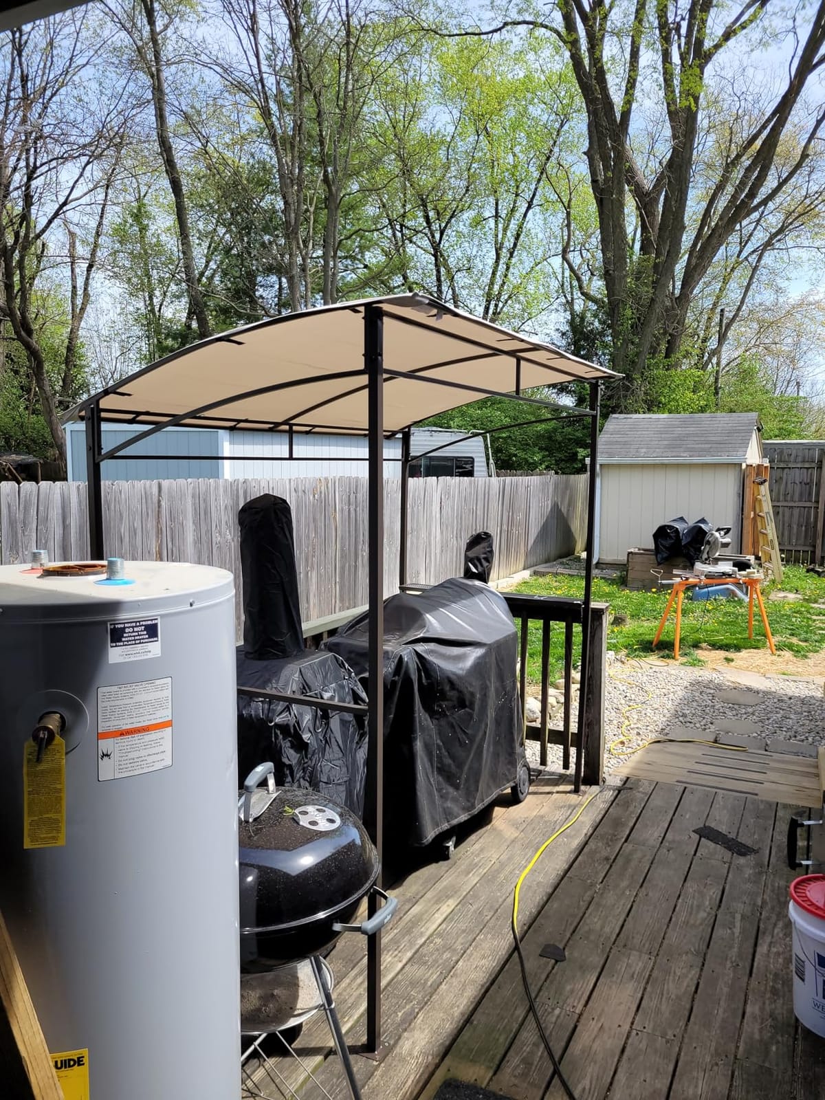 Tangkula 7ft Grill Gazebo, Patio Barbecue Canopy with Serving Shelf and Storage Hooks, Curved Grill Shelter w/Heavy-Duty Steel Frame Sunshade Gazebo for Outdoor Garden (Coffee) customer photo 2