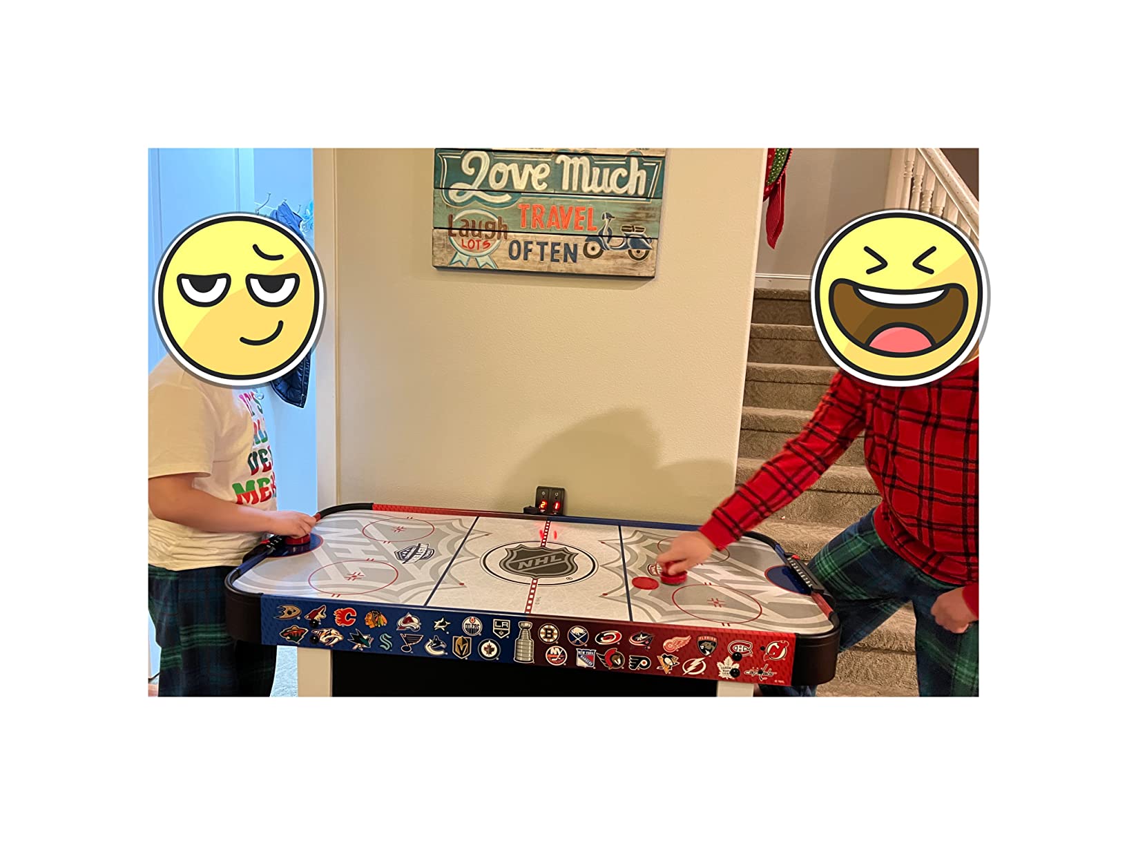 EastPoint Rush Indoor Air Hockey Table - 48 in, Multicolor - Powered Surface for Tabletop Air Hockey - LED Scoring & Stadium Sounds for Home Arcade Games - Family Competition with Game Room Games customer photo 1