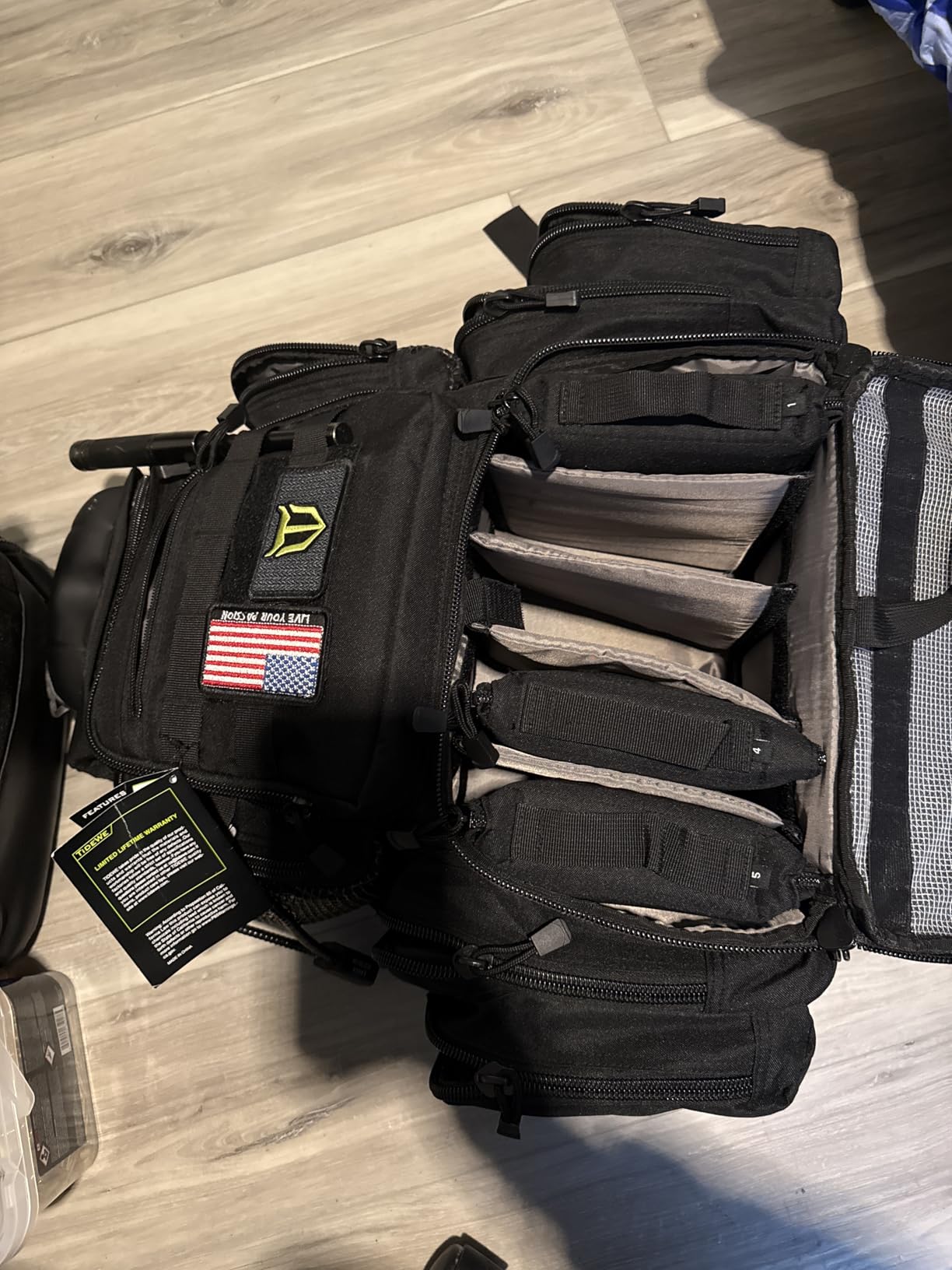 TIDEWE Tactical Range Backpack for Handguns, Gun Range Bag, Black | 5 Pistol Cases, 6 Magazine Slots, Large Capacity, Durable Build, Organized Compartments, MOLLE System, Rain Cover customer photo 2