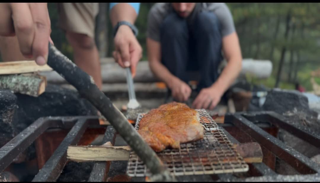 Portable Bushcraft Stainless BBQ Folding Cooking Grill Grate & Burlap Hemp Drawstring Bag. Camping, Campfires, Backpacking, Hunting & Fishing. (Folding Grill & Bag ONLY) customer photo 2