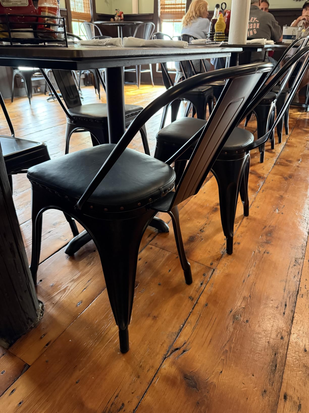 Yaheetech Metal Dining Chairs Set of 4 with Cushioned PU Leather Seat Black | Stackable Metal Chairs with Upholstered Seat customer photo 1