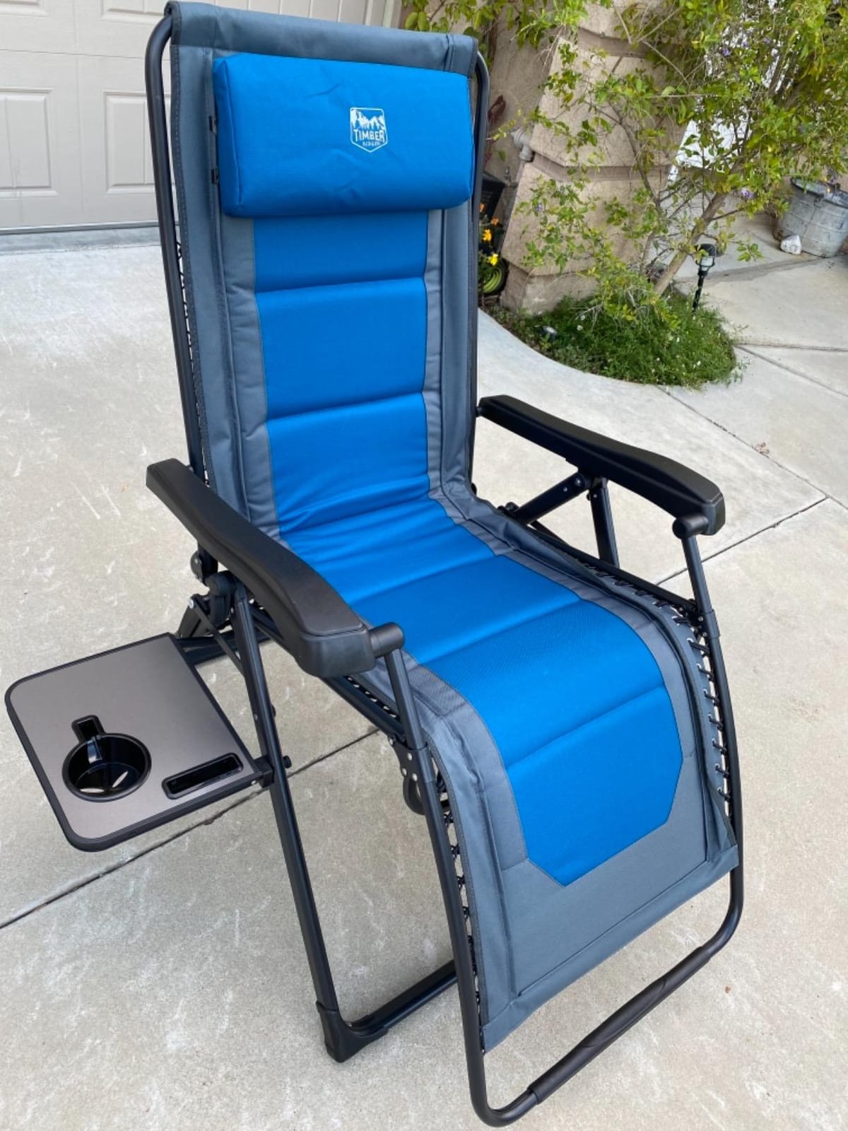 TIMBER RIDGE Zero Gravity polyester Chair Oversized Recliner 350lbs Capacity Patio Lounge Chair Padded Lawn Chair with Headrest XXL for Outdoor, Camping, Patio, Lawn, Blue customer photo 2