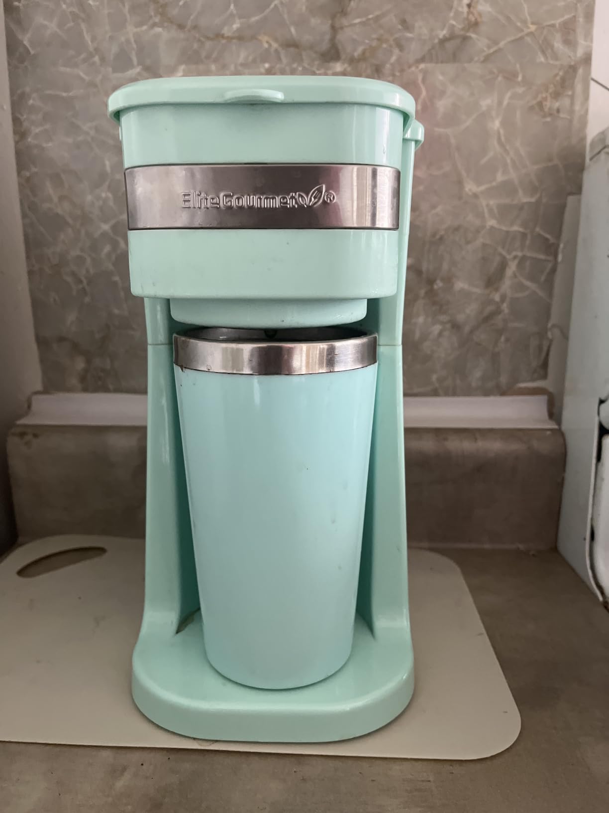 Elite Gourmet EHC111A Personal Single-Serve Compact Coffee Maker, Black | Includes 14oz stainless steel interior thermal travel mug, reusable filter - compatible with coffee grounds customer photo 1