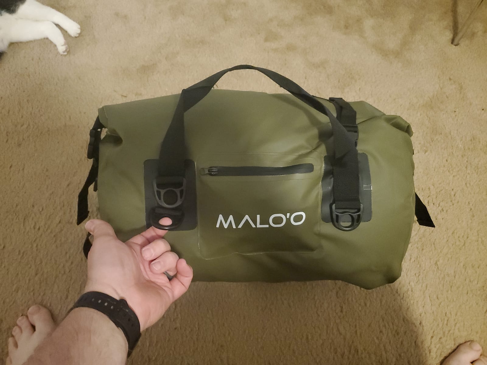 Malo'o Waterproof Dry Duffel, Heavy-Duty Roll Top Waterproof Gear Bag with Shoulder Strap & Molle Loops, Marine Duffel for Kayaking, Boating, Camping, Beach & Travel, Dark Green, 40L customer photo 1