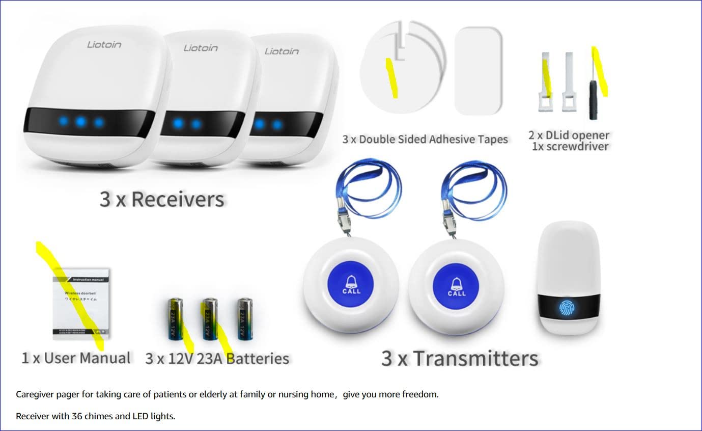 Caregiver Pager Wireless SOS Call Button Nurse Alarm System 5 Transmitter 5 Plug-in Receiver customer photo 1