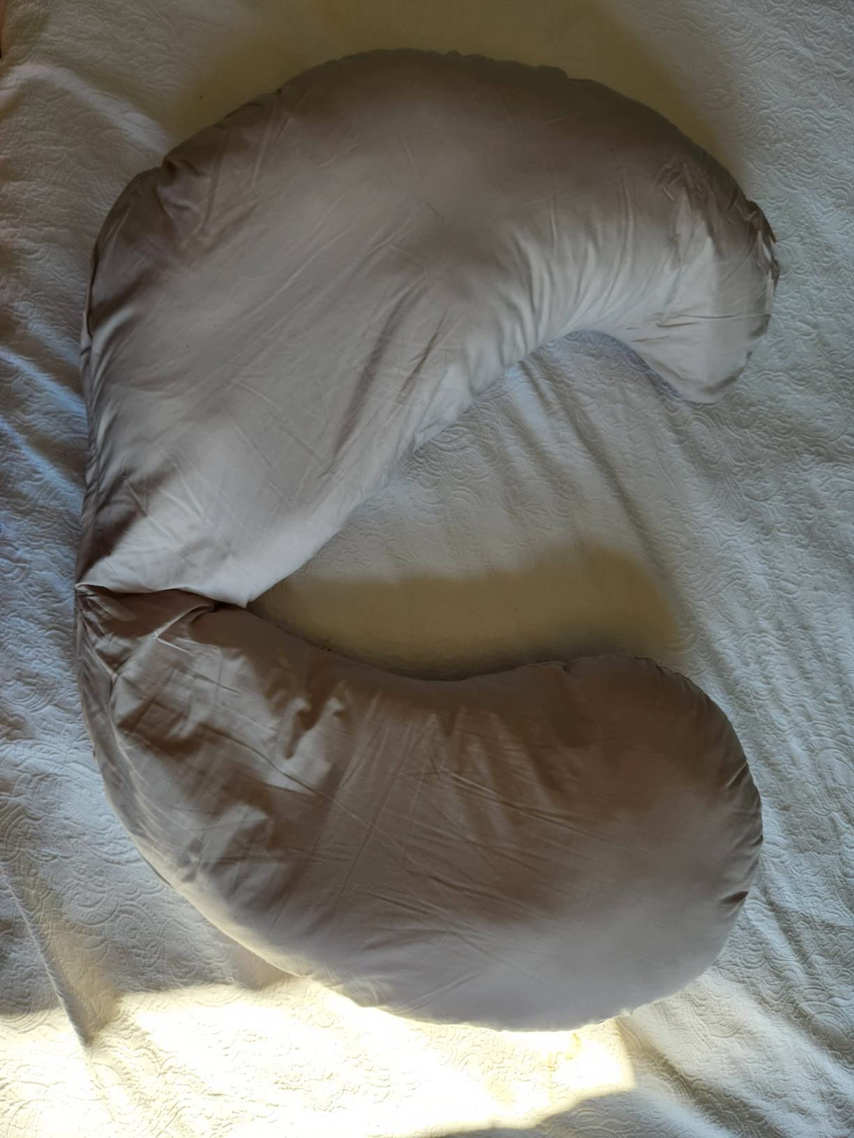 Boppy Total Body Pregnancy Pillow, Contoured, Full-Body Maternity Support | Prenatal & Postpartum Support, Removable Cover Included, Full Body Support for Sleeping and Lounging - Gray Scattered Leaves customer photo 1