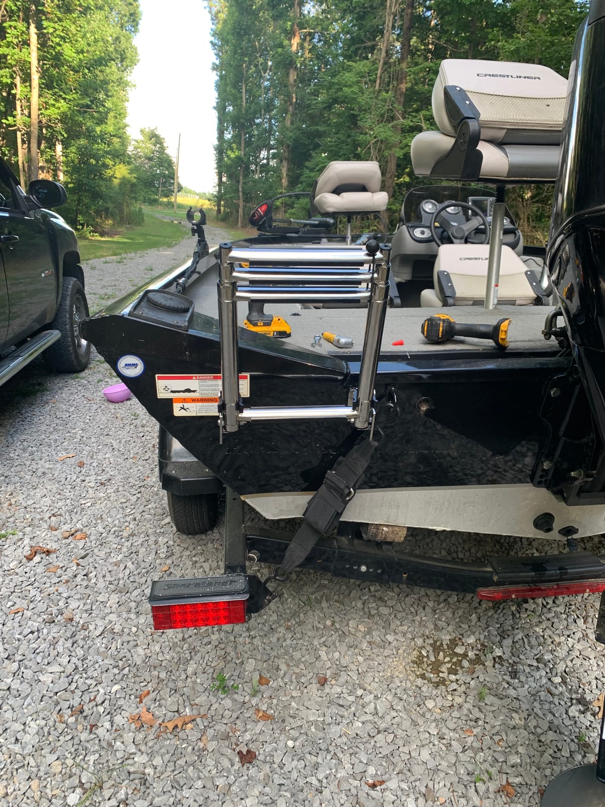 White Water - 4 Step Telescoping Folding Transom Ladder | Marine 304 Stainless Steel Boat Ladder | Rear Entry | Corrosion Resistant Non-Slip Steps | Pontoon Swim Platform Mount | B00364 customer photo 2