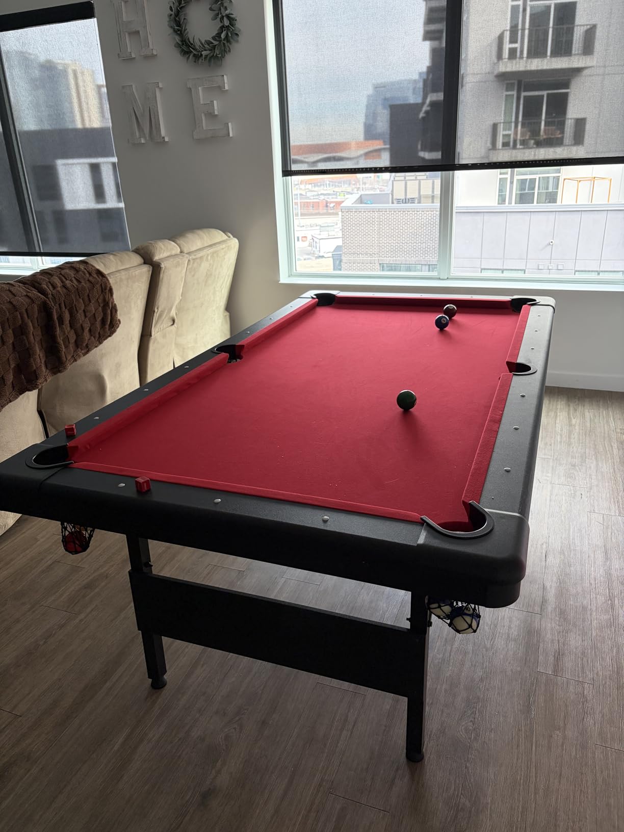 GoSports 6, 7, or 8 ft Billiards Tables - No Assembly, Choose Your Color - Portable Pool Table Includes Full Set of Balls, 2 Cue Sticks, Chalk and Felt Brush customer photo 1