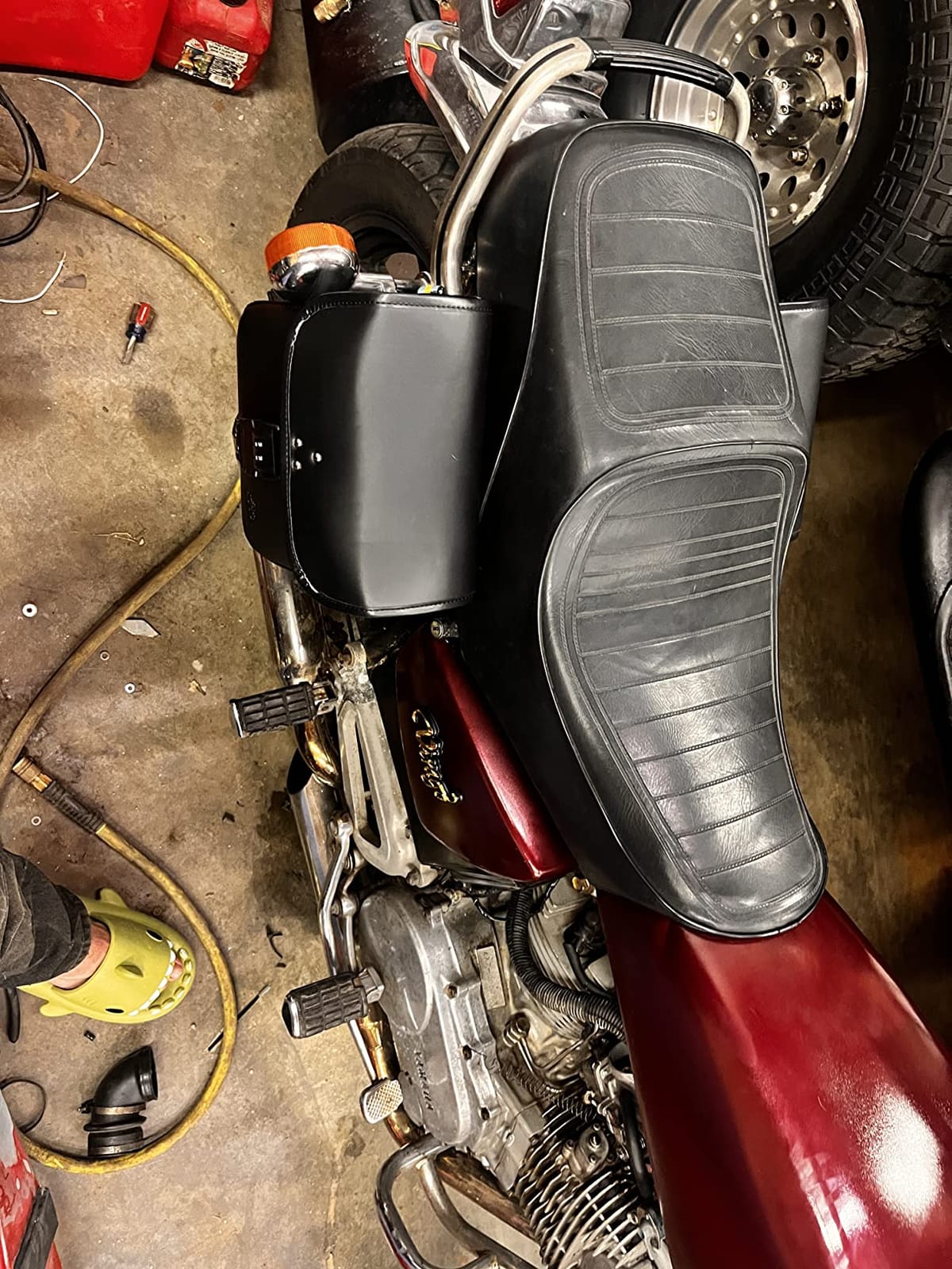 KEMIMOTO Motorcycle Saddlebags with Secure Lock 15L (7.5Lx2) PU Leather | Quick-Release Buckles Throw Over Hard-Shell Side Bags Universal Fit for Sportster Softail Rebel Dyna Cruiser customer photo 2