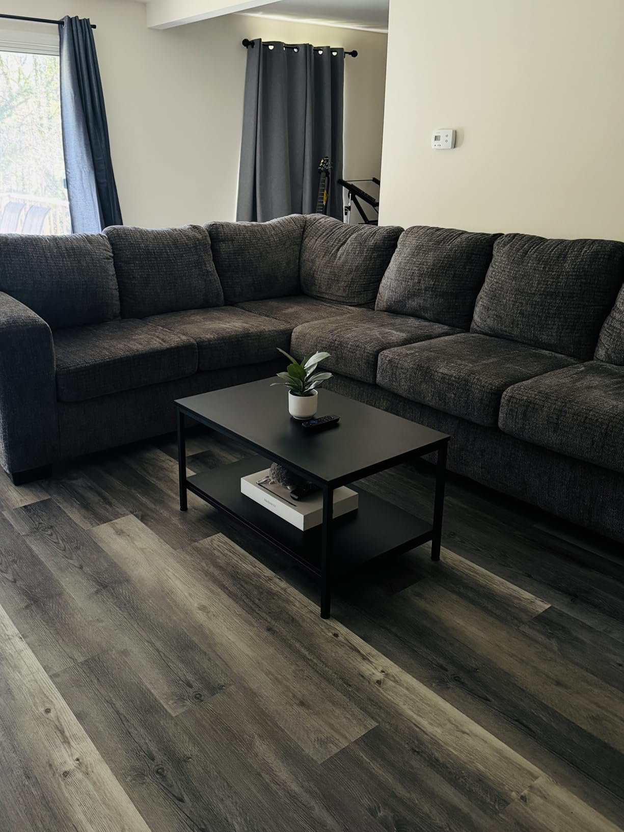 SUPER DEAL 2-Tier Industrial Coffee Table with Storage Shelf for Small Apartment Living Room, Rectangle Wood and Stable Metal TV Stand Side End Table, Rustic Brown customer photo 2