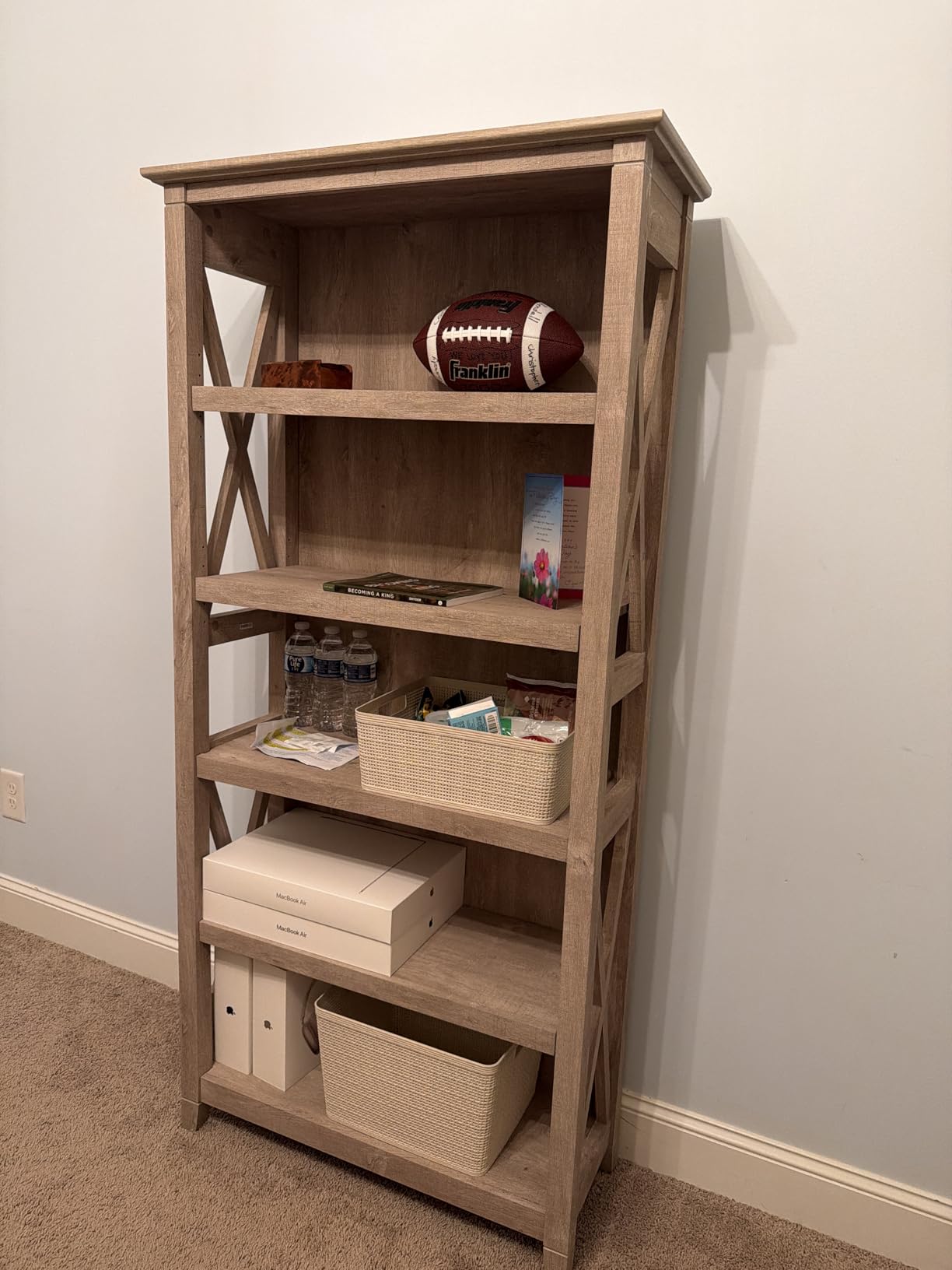 Bush Home Tall 5 Shelf Bookcase for Living Room or Home Office, Large Bookshelf, Modern Farmhouse Style, Key West Collection, Linen White Oak customer photo 1