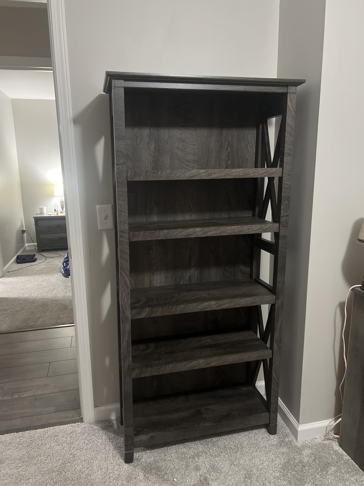 Bush Home Tall 5 Shelf Bookcase for Living Room or Home Office, Large Bookshelf, Modern Farmhouse Style, Key West Collection, Linen White Oak customer photo 2