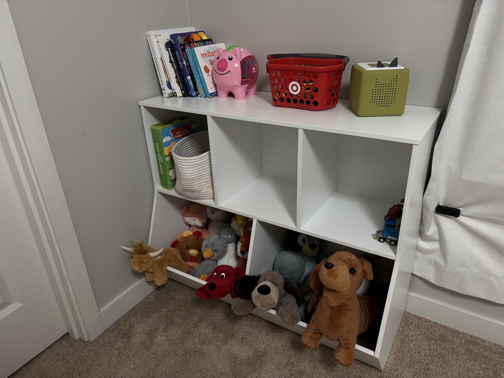 HOOBRO Kids Bookshelf, Bookcase Footboard, Toy Storage Cubby, Children's Toy Shelf, 35.4