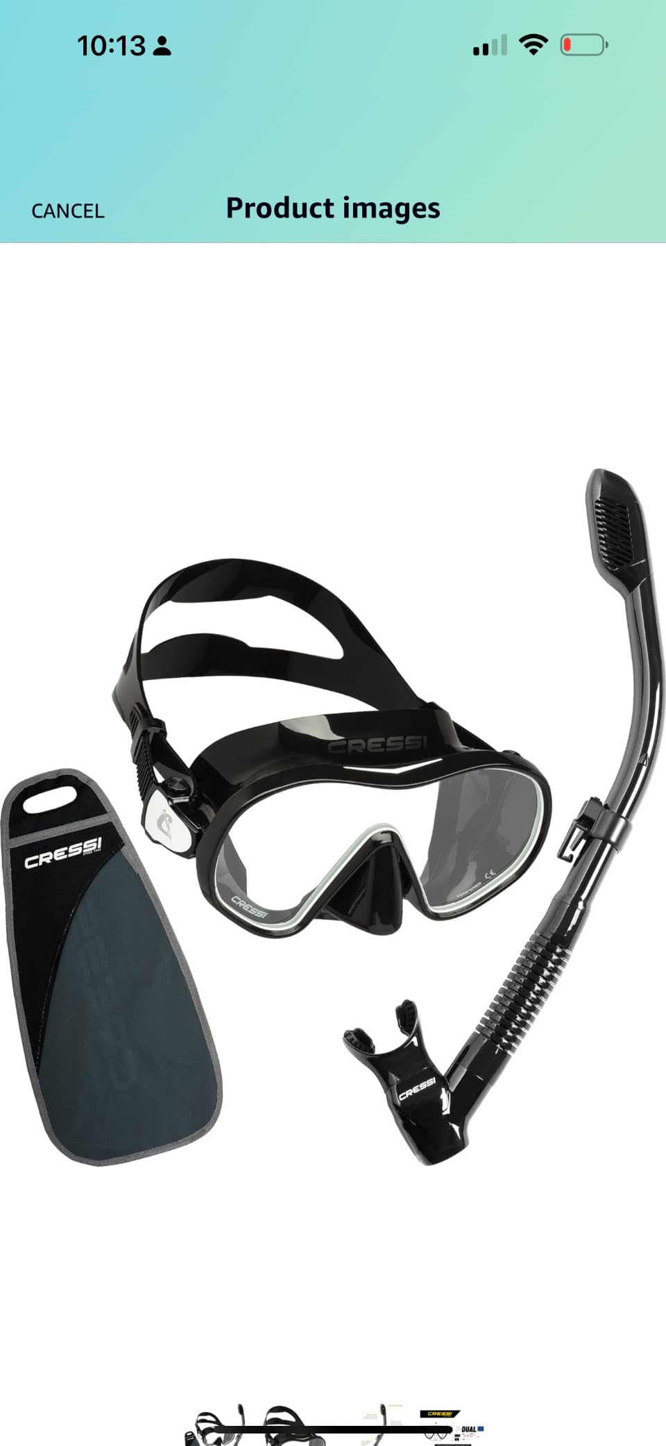 Cressi Single Lens Frameless Scuba Mask & Dry Snorkel for Snorkeling, Scuba Diving, F-Dual & Supernova Dry: Designed in Italy customer photo 1