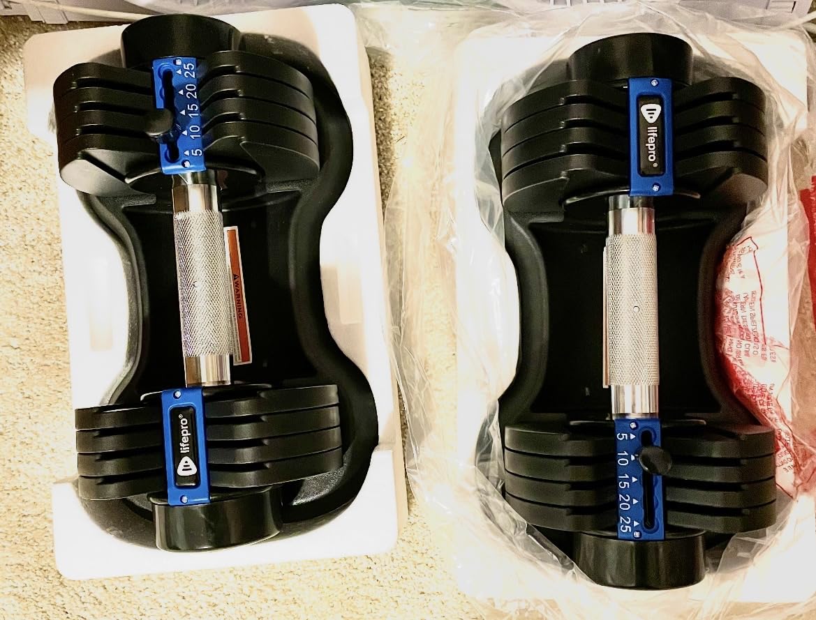 Lifepro Adjustable Dumbbells & Weights for Home Gym, Quick-Adjust | Choose from 2-55 lb adjustable weights in single, pair, or 3-in-1 options for customizable home strength training customer photo 1