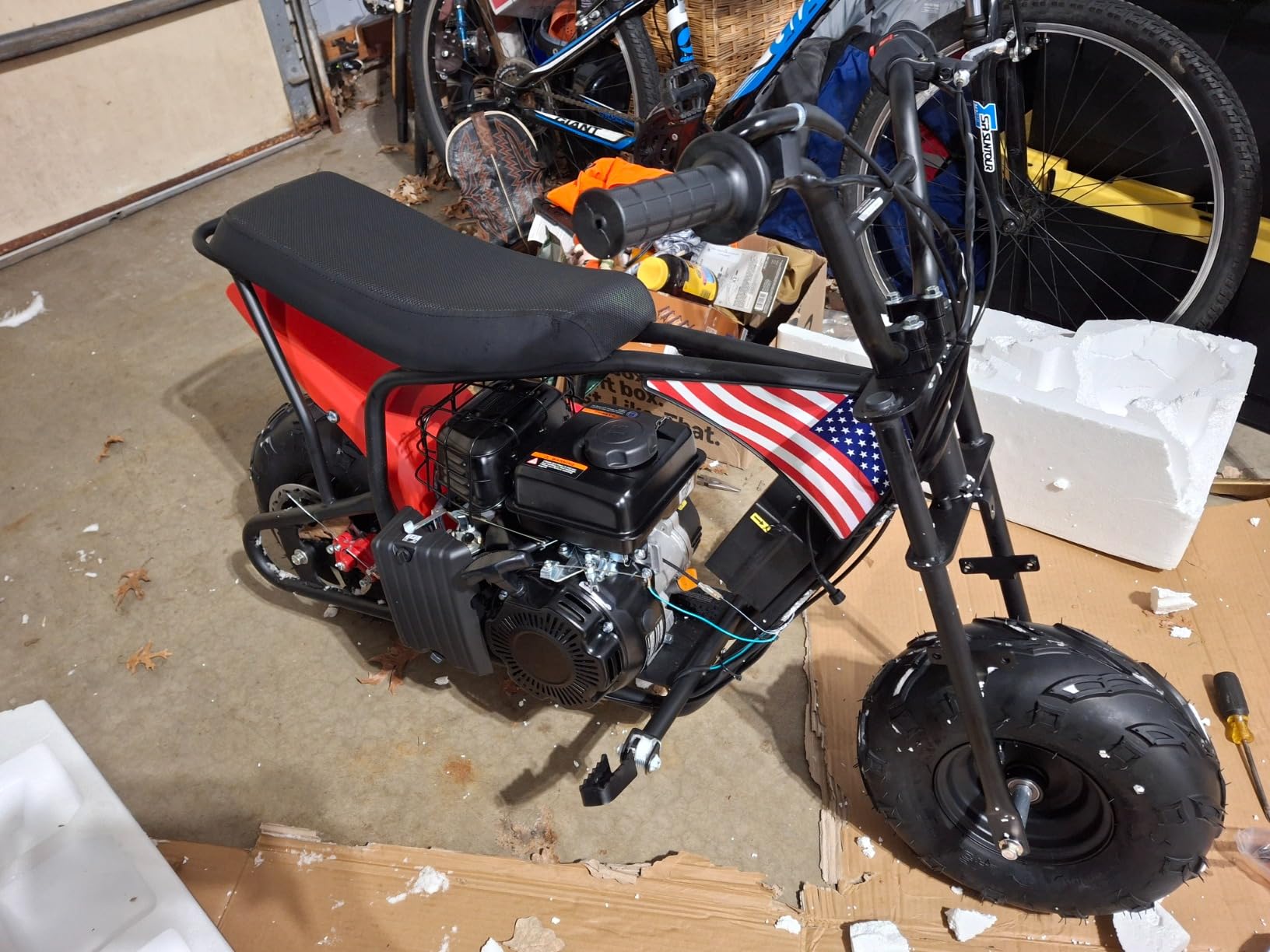 XtremepowerUS Mini Bike 99cc Gas Powered 4-Stroke Engine, 3.5HP Off-Road Trail Motorcycle, Mini Dirt Bike with Headlight, Pull Start for Outdoor Riding (Blue) customer photo 1