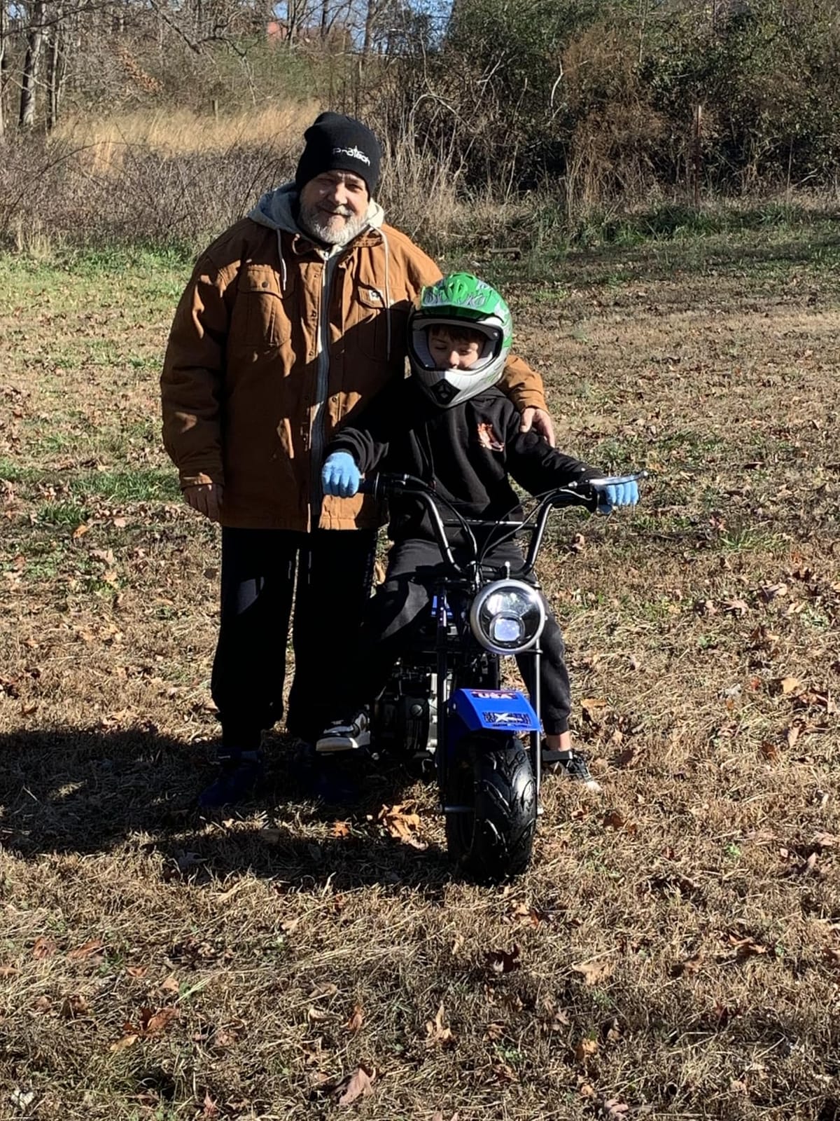 XtremepowerUS Mini Bike 99cc Gas Powered 4-Stroke Engine, 3.5HP Off-Road Trail Motorcycle, Mini Dirt Bike with Headlight, Pull Start for Outdoor Riding (Blue) customer photo 2