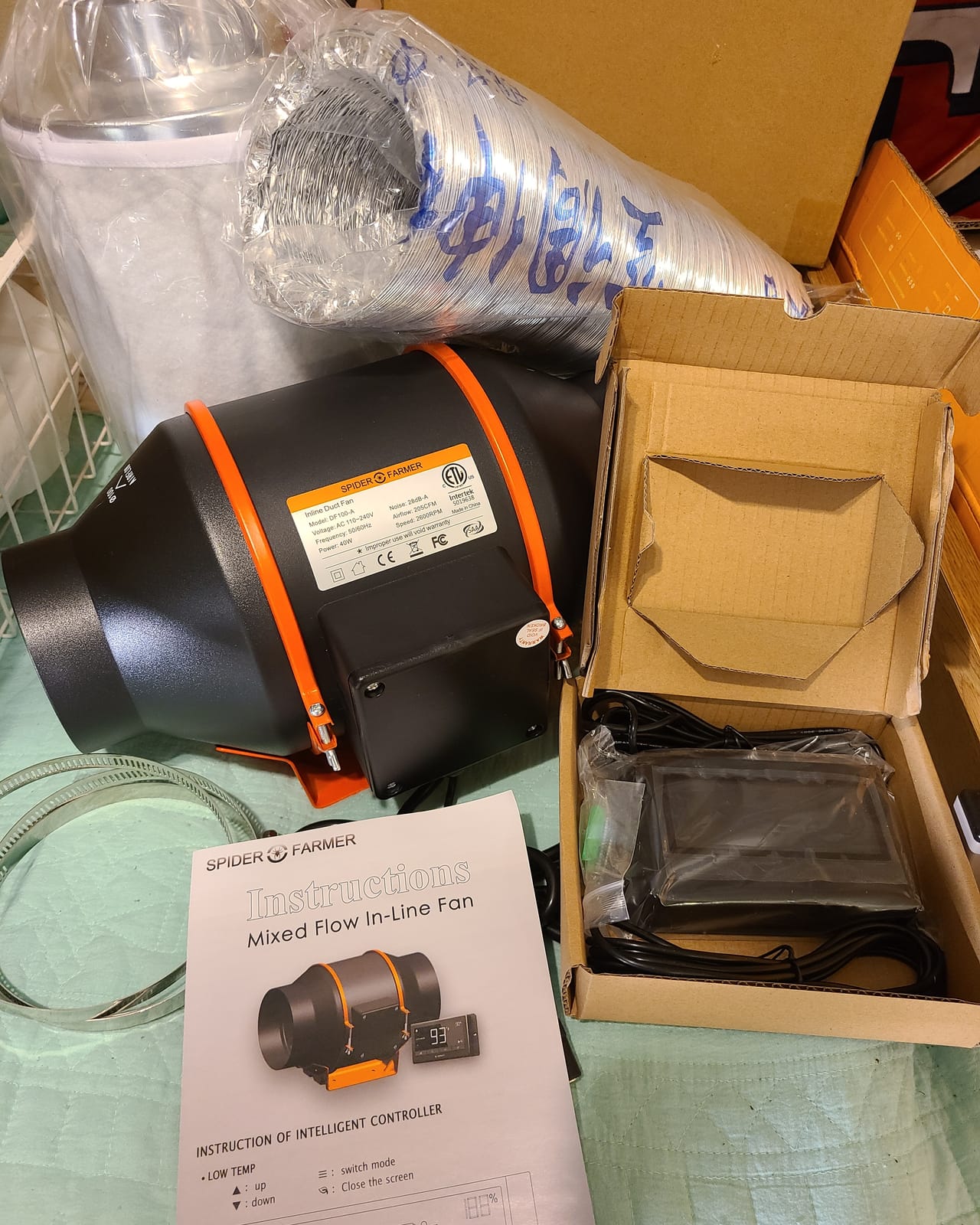 Spider Farmer 4 Inch Air Filtration Kit with Temp Humidity Controller | Includes GGS controller, inline fan, carbon filter, and 13 ft ducting for grow tent ventilation and hydroponics customer photo 2