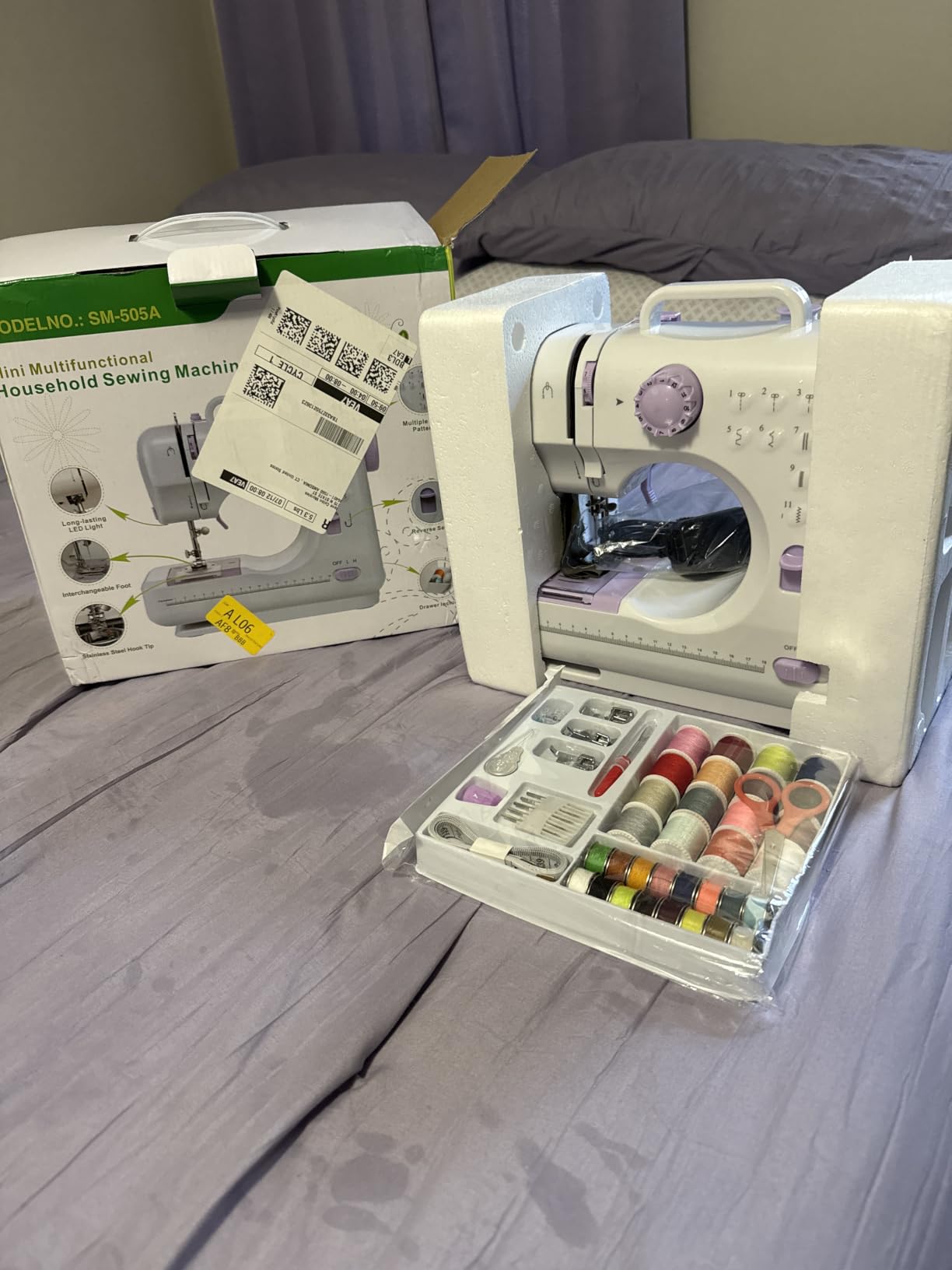 Rxmeili Portable 12-Stitch Sewing Machine, 42-Pc Sewing Kit for Beginners | Pink Mini Sewing Machine, 12 Stitches, 2 Speeds, Foot Pedal, Battery or Plug-In Power, Sewing Light and Storage Drawer customer photo 1