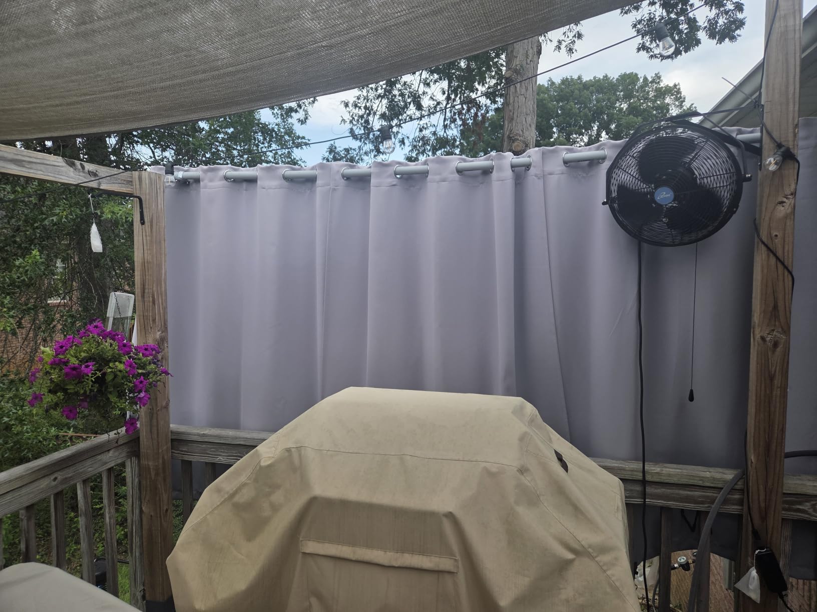 Waterproof Outdoor Curtain W52 x L84 - Grommet Top Sunlight Blocking Window Treatment Drapes Blackout Curtains for Patio Porch Pergola Cabana Gazebo (Beige, 2 Panels) customer photo 2