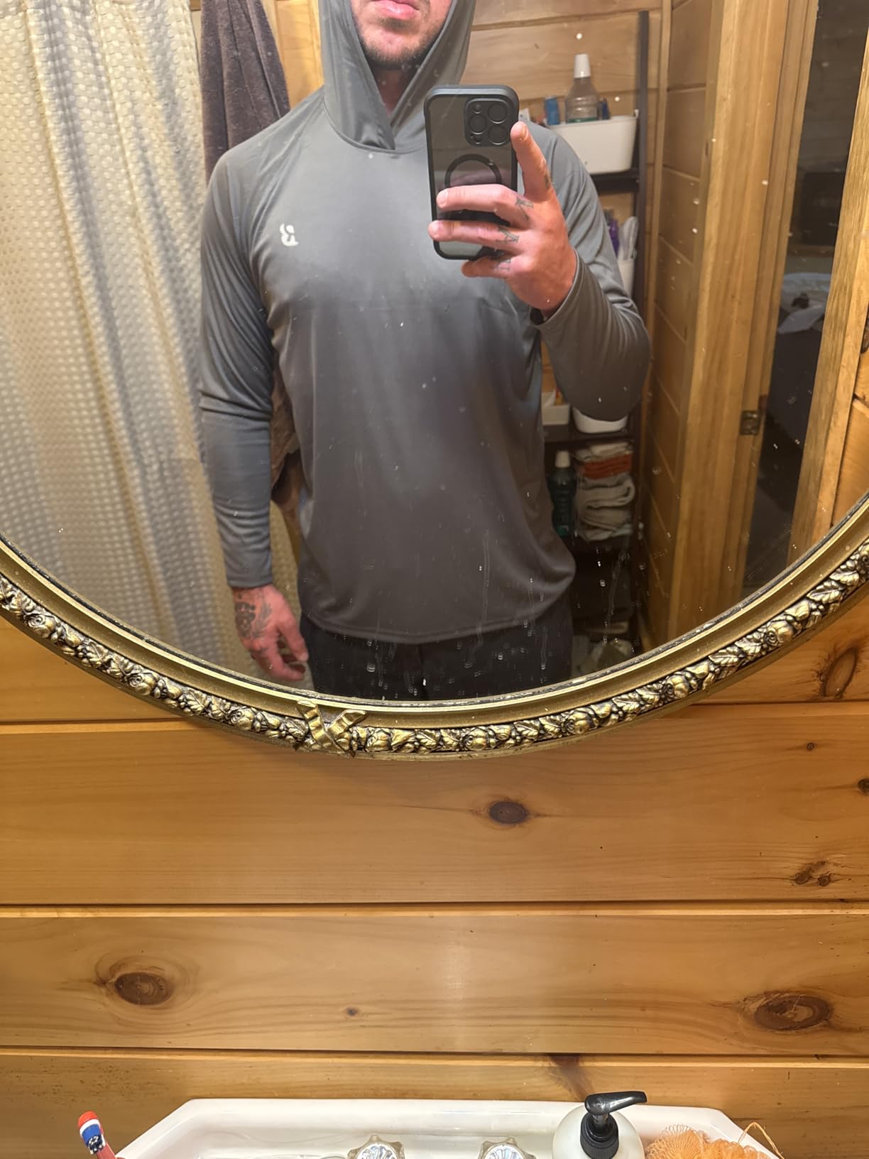 Mens Fishing Sun Hoodie, Long Sleeve UPF 50+ UV Protection Shirts customer photo 1