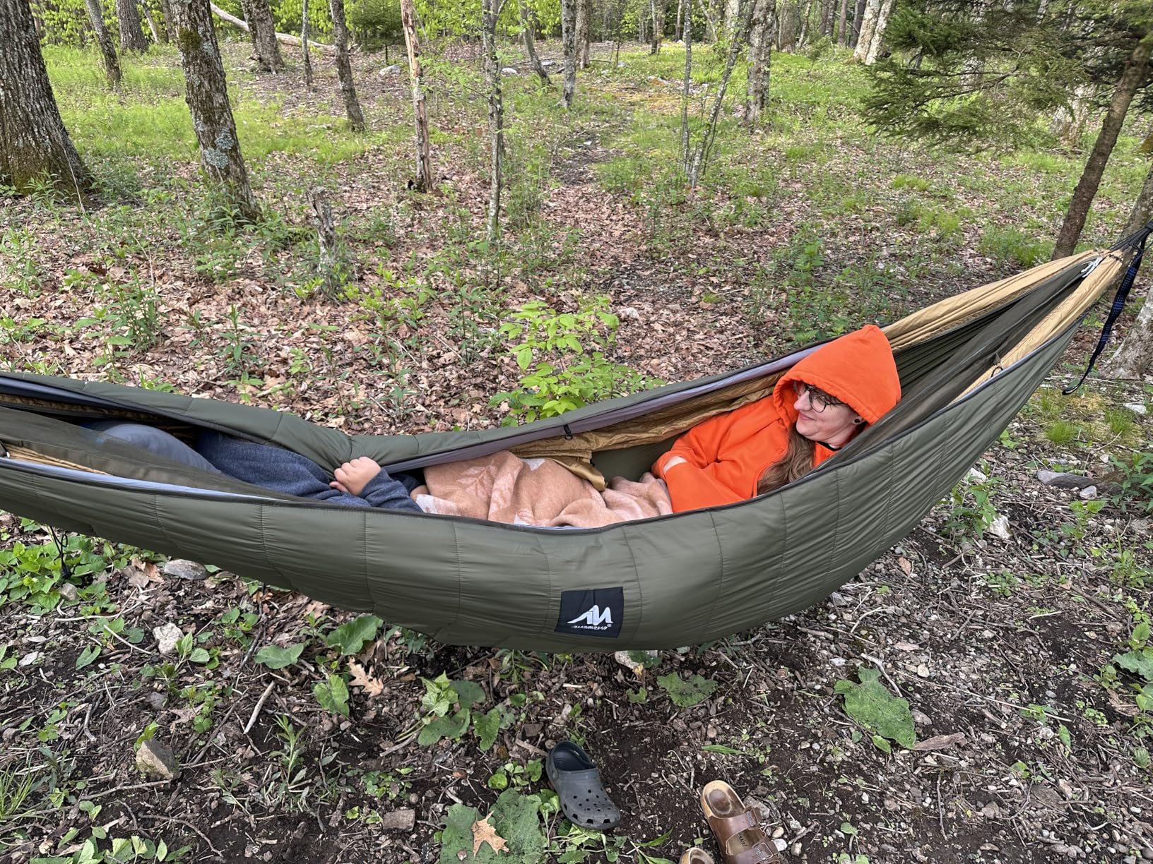 Sunyear Hammock Camping with Rain Fly Tarp and Net, Portable Camping Hammock Double Tree Hammock Outdoor Indoor Backpacking Travel & Survival, 2 Tree Straps,100% Waterproof Black Bundle customer photo 1