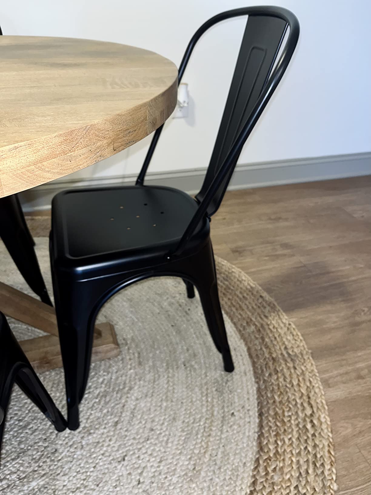 Furmax Metal Dining Chair Indoor-Outdoor Use Stackable Classic Trattoria Chair Chic Dining Bistro Cafe Side Metal Chairs Set of 4 (Black) customer photo 1