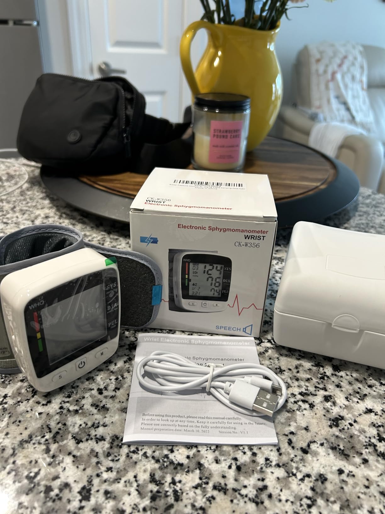 FDA Cleared Blood Pressure Monitor Wrist BP Machine for Home Use | 5.3-7.7in Adjustable Wrist Cuff, Portable & Rechargeable , 2 Users *90 Memory, LCD Screen, Voice Prompt, Carrying Case customer photo 1