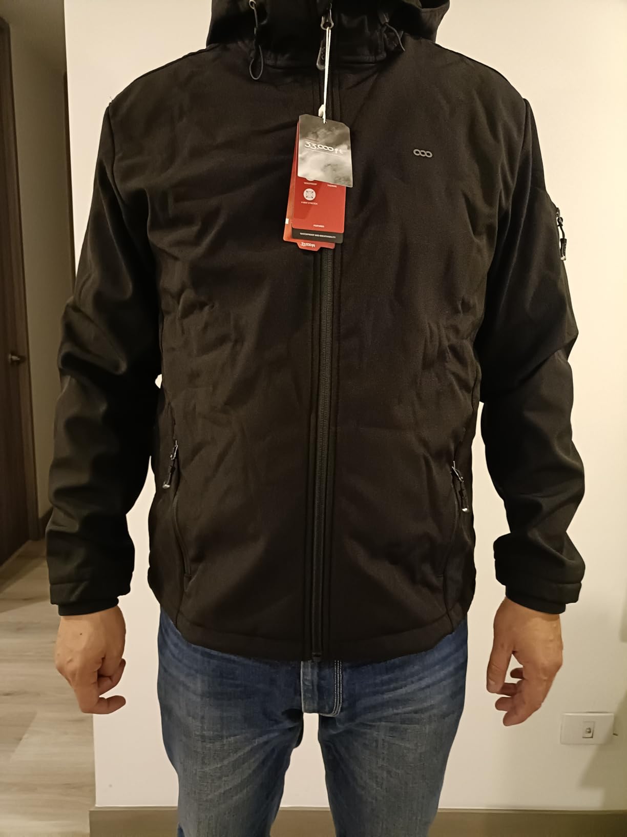 33,000ft Men's Hooded Softshell Jacket Waterproof Lightweight Insulated Windbreaker Fleece Lined Rain Shell Jacket customer photo 2
