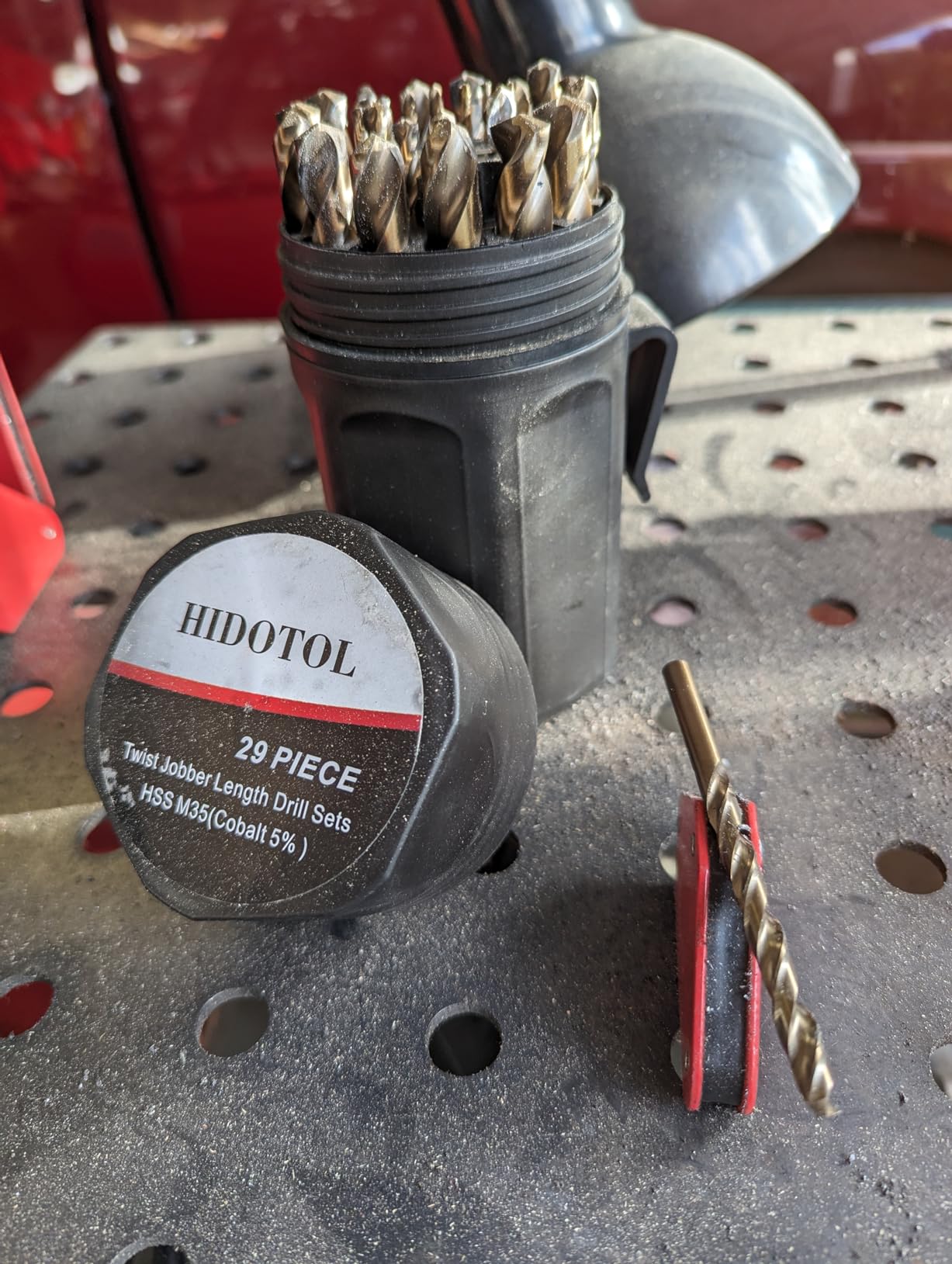 HIDOTOL Cobalt Drill Bit Set 29 PCS - M35 High Speed Steel Twist Jobber Drill Bits for Hardened Metal, Stainless Steel, Cast Iron, Plastic and Wood with Indexed Round Case, 1/16