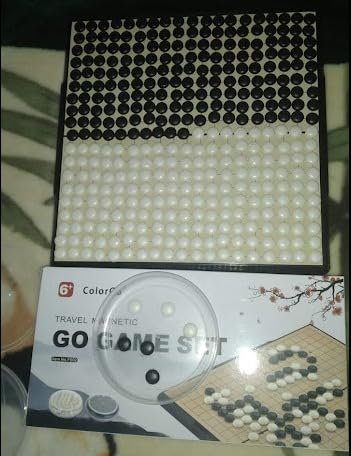19x19 Go Board Game Set with Large Folding Travel Board (11.3-Inch) and Magnetic Plastic Stones Strategy Weiqi Games customer photo 1