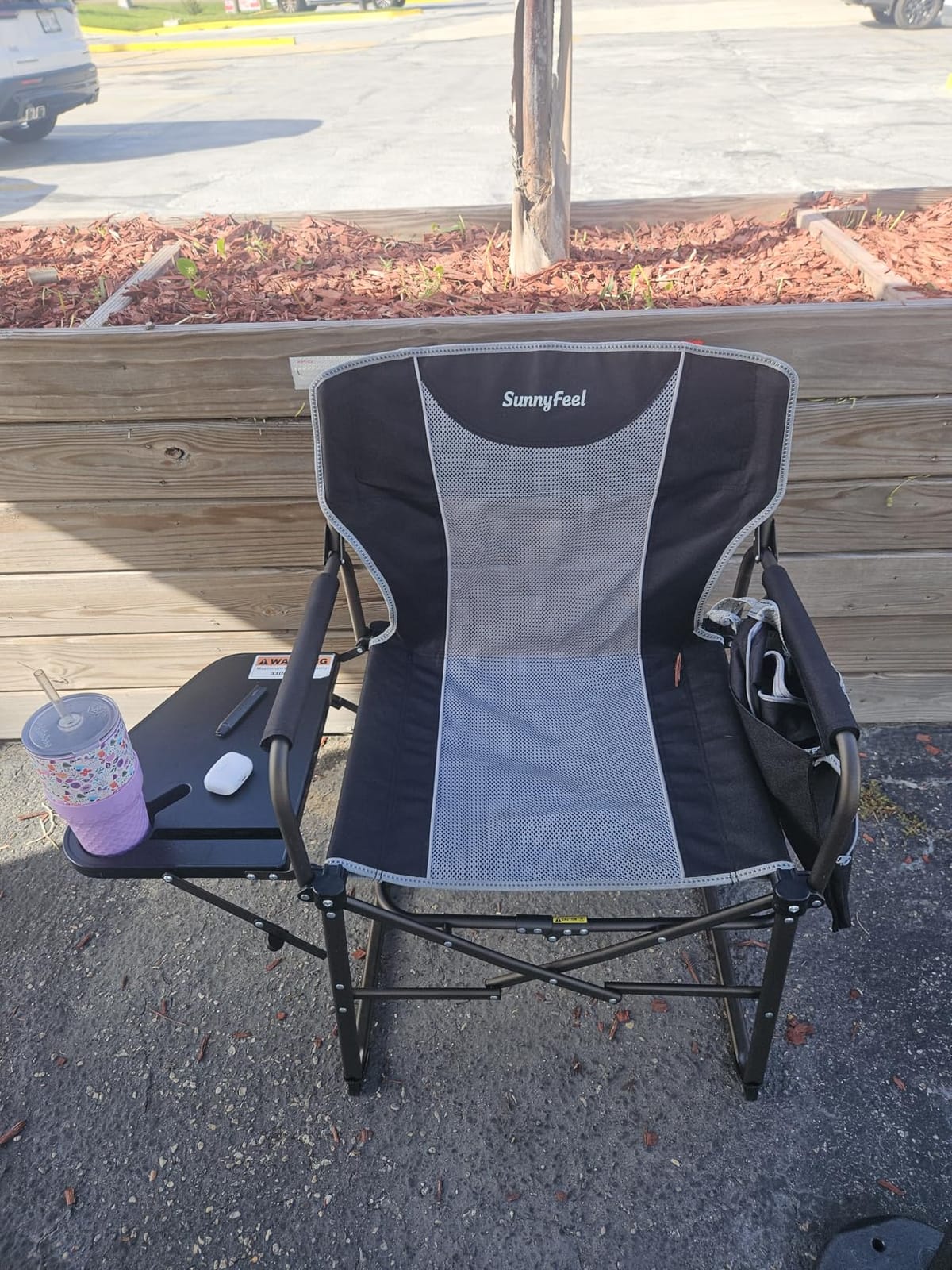 SUNNYFEEL Oversized Camping Chair Portable Directors Chair with Side Table, Heavy Duty Folding Lawn Chair for Adults 300LBS customer photo 2